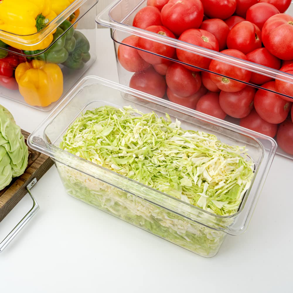 Restaurantware 1/3 Size Food Storage Containers - 10 Pack 6 Inch Deep Rectangle Proofing Boxes with Graduated Measurements | Clear Plastic Food Grade Containers | Dishwasher Safe | Lids Sold Separately | Perfect for Baking, Meal Prep & Commercial Kitchen Storage