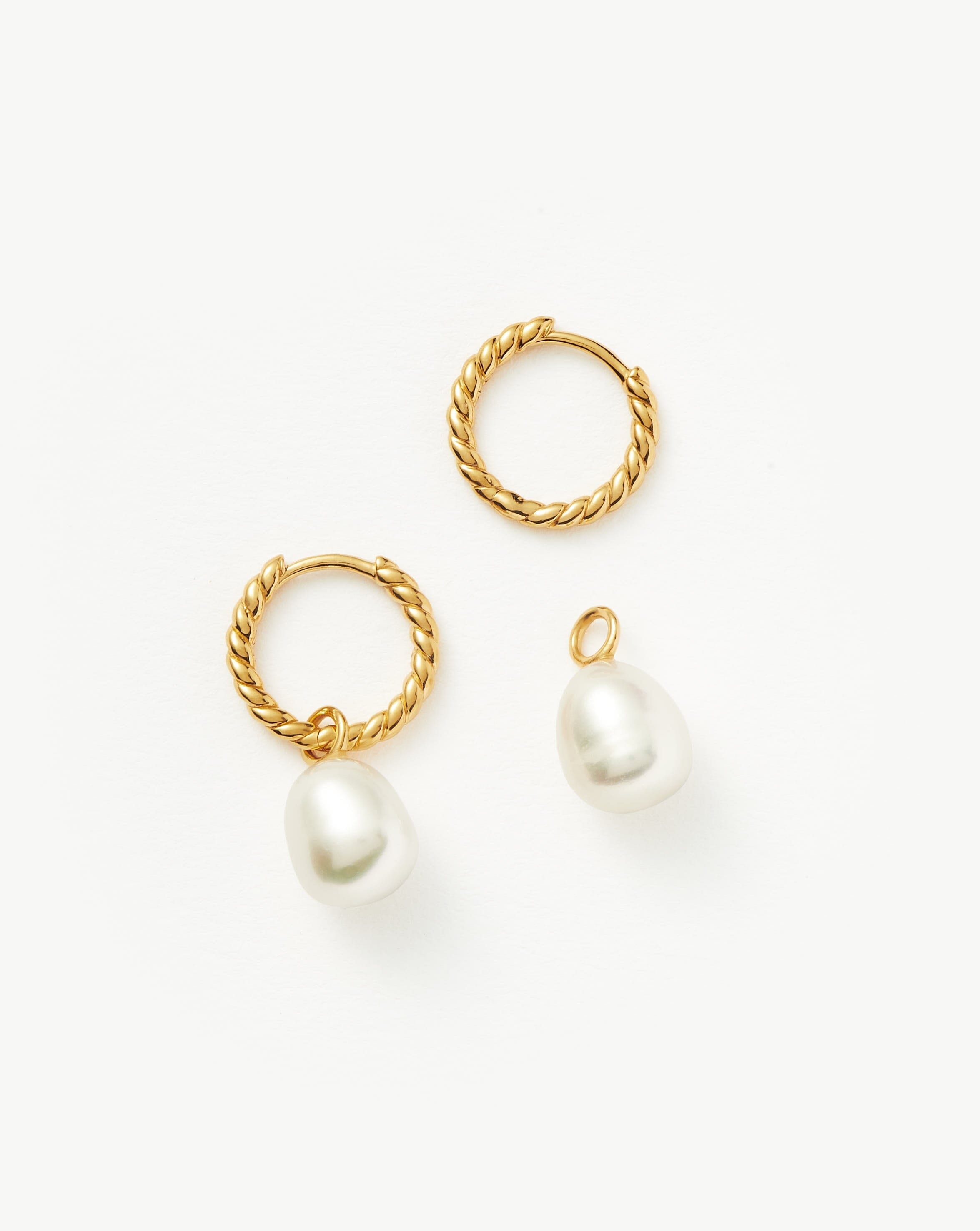 Elegant Pearl Twisted Small Drop Hoop Earrings - 14K Gold Plated Vermeil with Freshwater Pearls | Dainty Jewelry for Women, Gift for Her, Perfect for Weddings, Parties & Everyday Wear