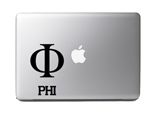 Greek Life Phi - 5 Inch Black Vinyl Decal Sticker for Cars, Laptops, Windows, and More – Durable, Weatherproof, Easy to Apply for Greek Life Enthusiasts and Alumni