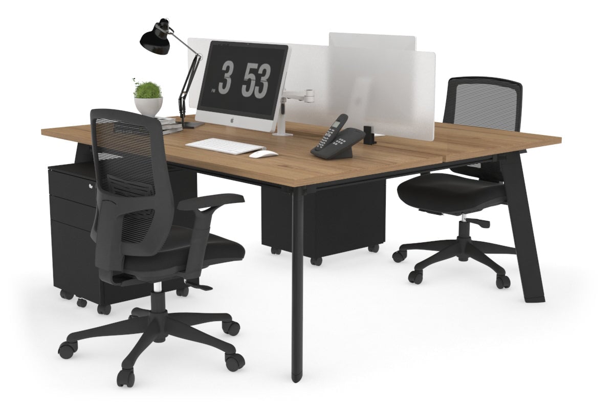 2 Person Workstation with Black Frame - 1200L x 800W Office Desk with Cable Management | Perfect for Home Office, Coworking Spaces & Small Business Teams