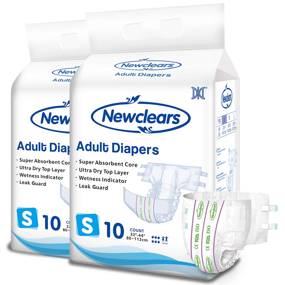 Premium Disposable Adult Diapers with Tabs for Men & Women - Incontinence Care, Postpartum & Bedridden Patients - Super Absorbent Briefs (10 Count Pack, Small Size 20 Count) - Ideal for Overnight Protection, Travel & Home Care