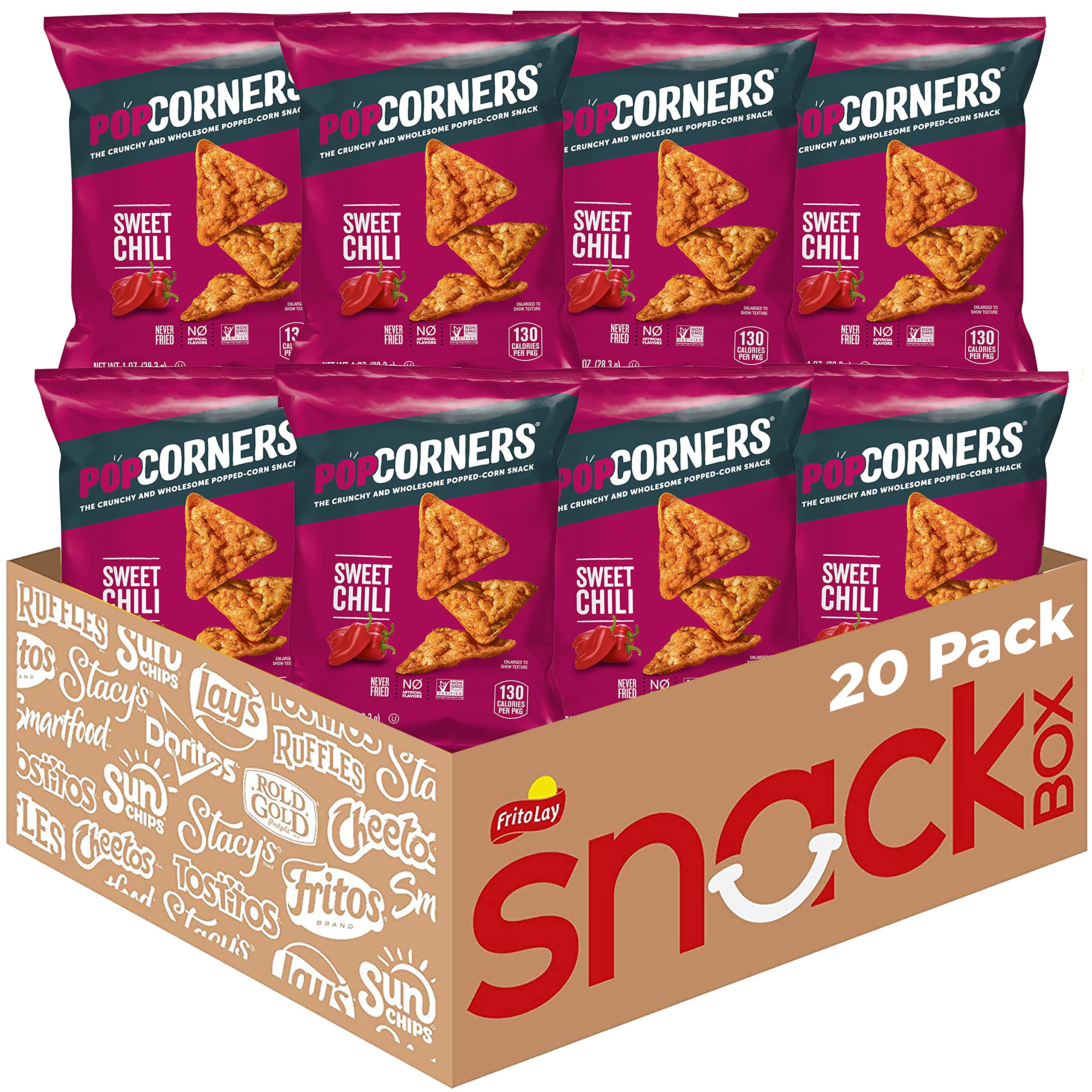 PopCorners Sweet Chili Popped Corn Snacks - 1 Ounce (Pack of 20) | Gluten-Free, Non-GMO, Vegan Crunchy Chips | Perfect for Parties, Movie Nights & Healthy Snacking