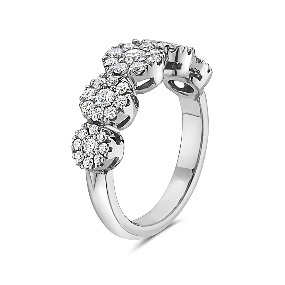 18K Gold Graduated Diamond Cluster Ring (1.15 ct) - Ready to Ship, Made in Italy - Perfect for Anniversary Gifts, Engagement Rings & Special Occasions