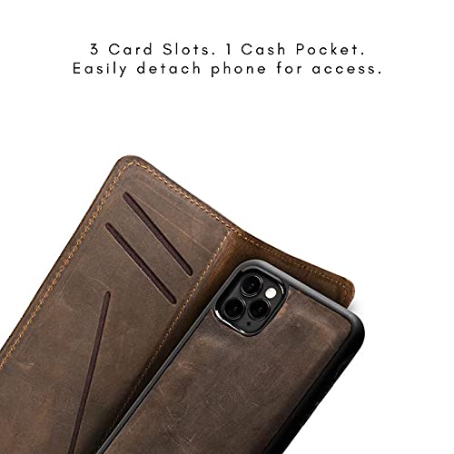 Premium PEGAI Personalized 100% Genuine Leather Wallet Case for iPhone 12 - Magnetic Card Holder with Built-in Screen Protector | Handmade Protective Phone Cover | Perfect for Business, Travel & Everyday Use | McLean Chestnut Design