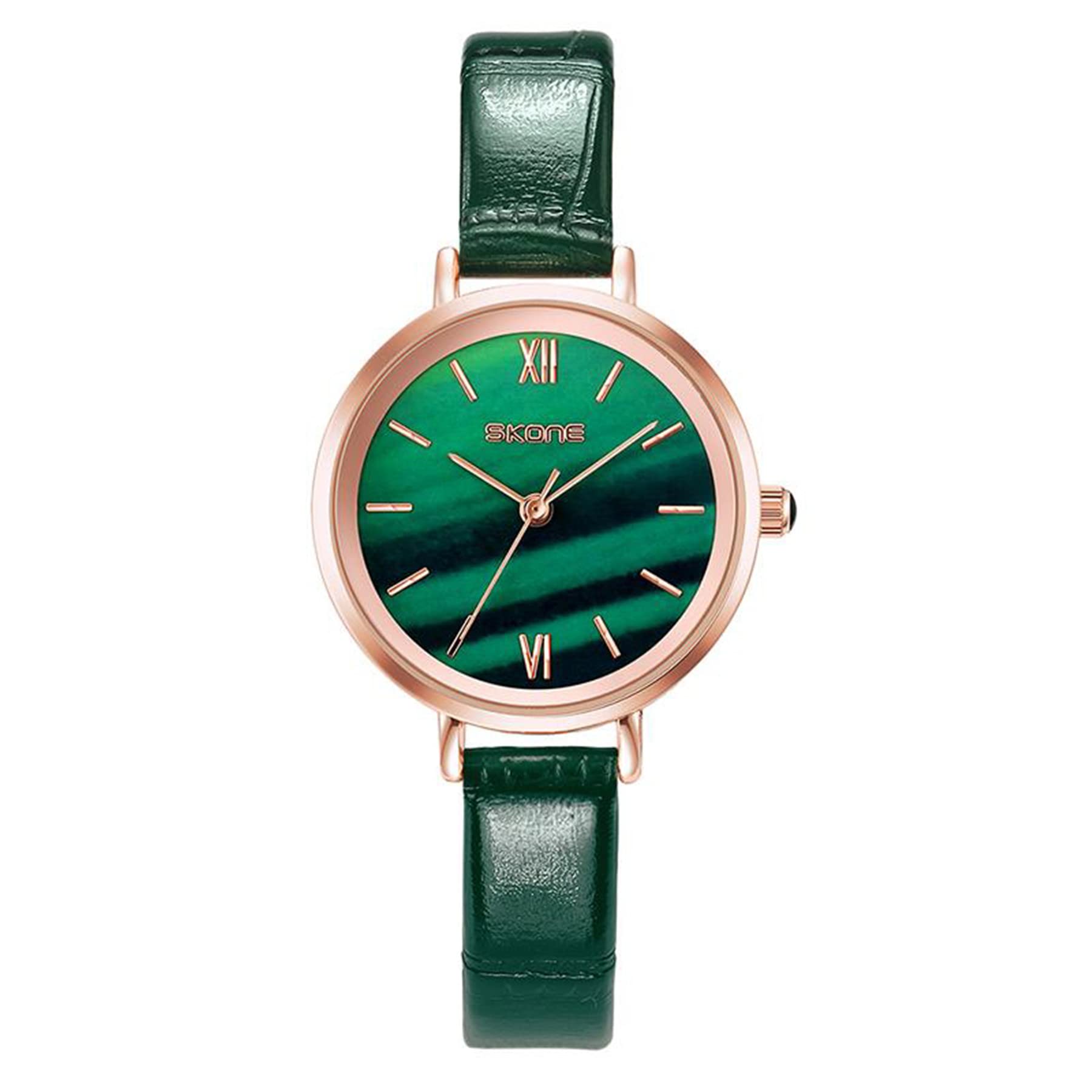 Stylish Women's Green Dial Leather Watch - Casual & Elegant for Daily Wear