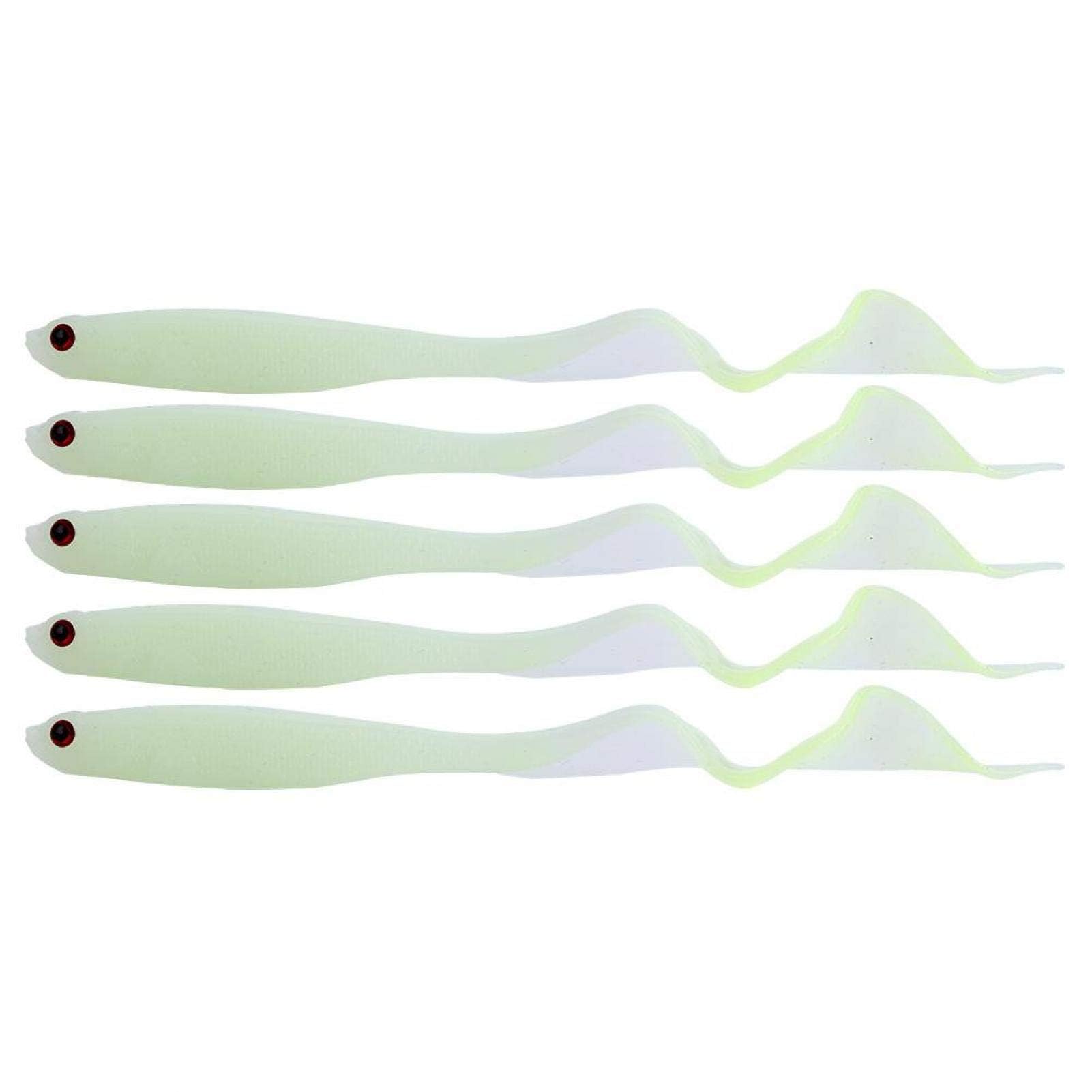 HERCHR 5Pcs Soft Fishing Lures - 13cm PVC Artificial Paddle Tail Swimbaits for Saltwater & Freshwater Fishing - Ideal for Bass, Trout, and Walleye - Perfect for Kayak, Boat, and Shore Fishing