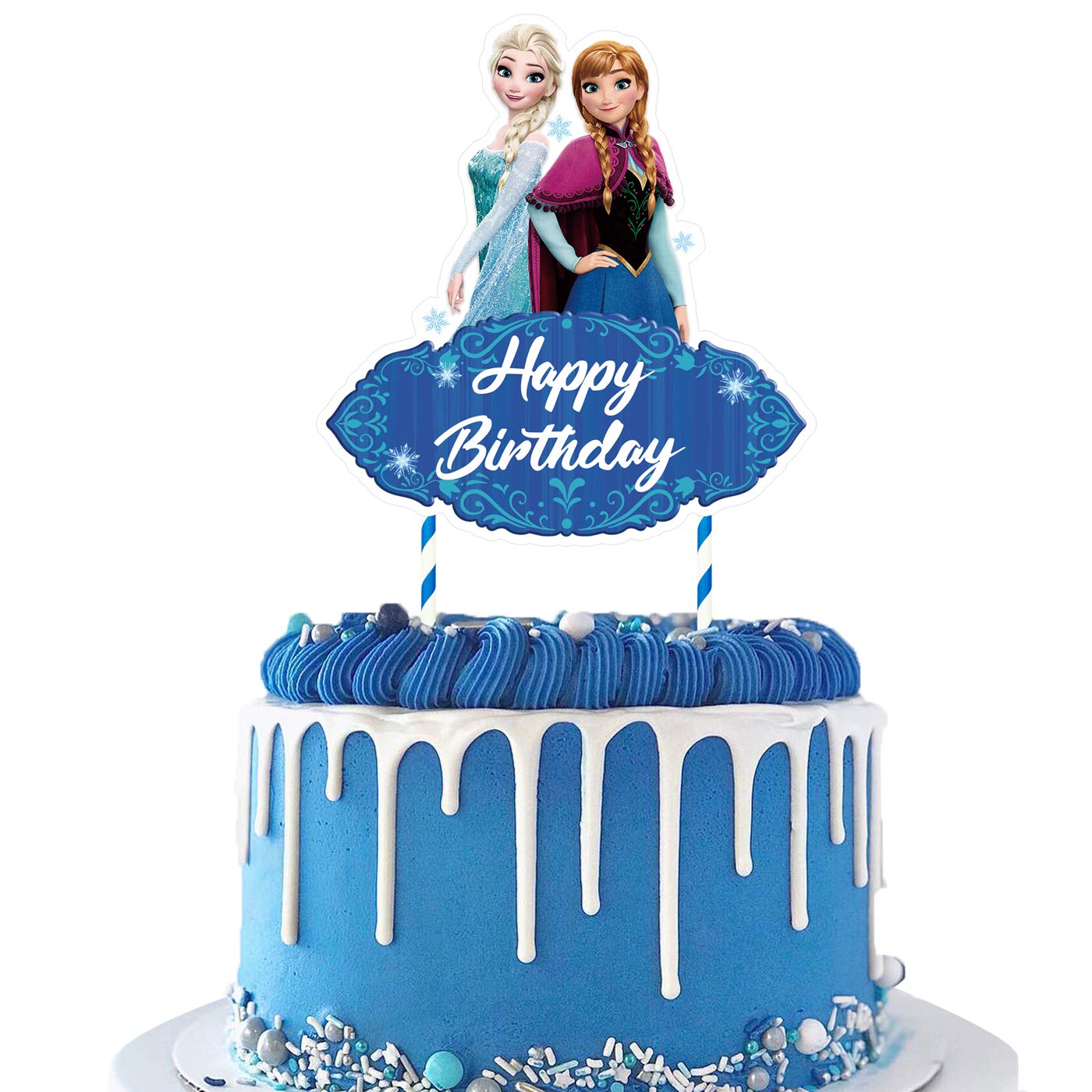1 Frozen Cake Topper - Blue Winter-Themed Cake Decorations for Birthday Party Supplies | Perfect for Disney Frozen Themed Parties, Winter Wonderland Celebrations & Kids Birthday Cakes