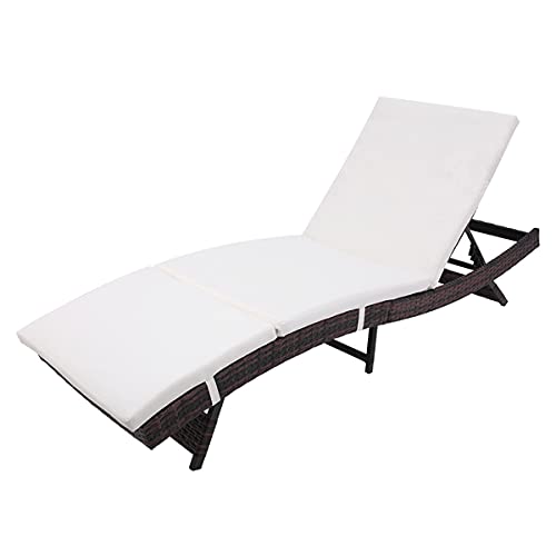 Sywamol S-Style Patio Chaise Lounge Chair with Embossed Vine Design - Brown Outdoor Recliner for Poolside, Garden & Backyard Relaxation