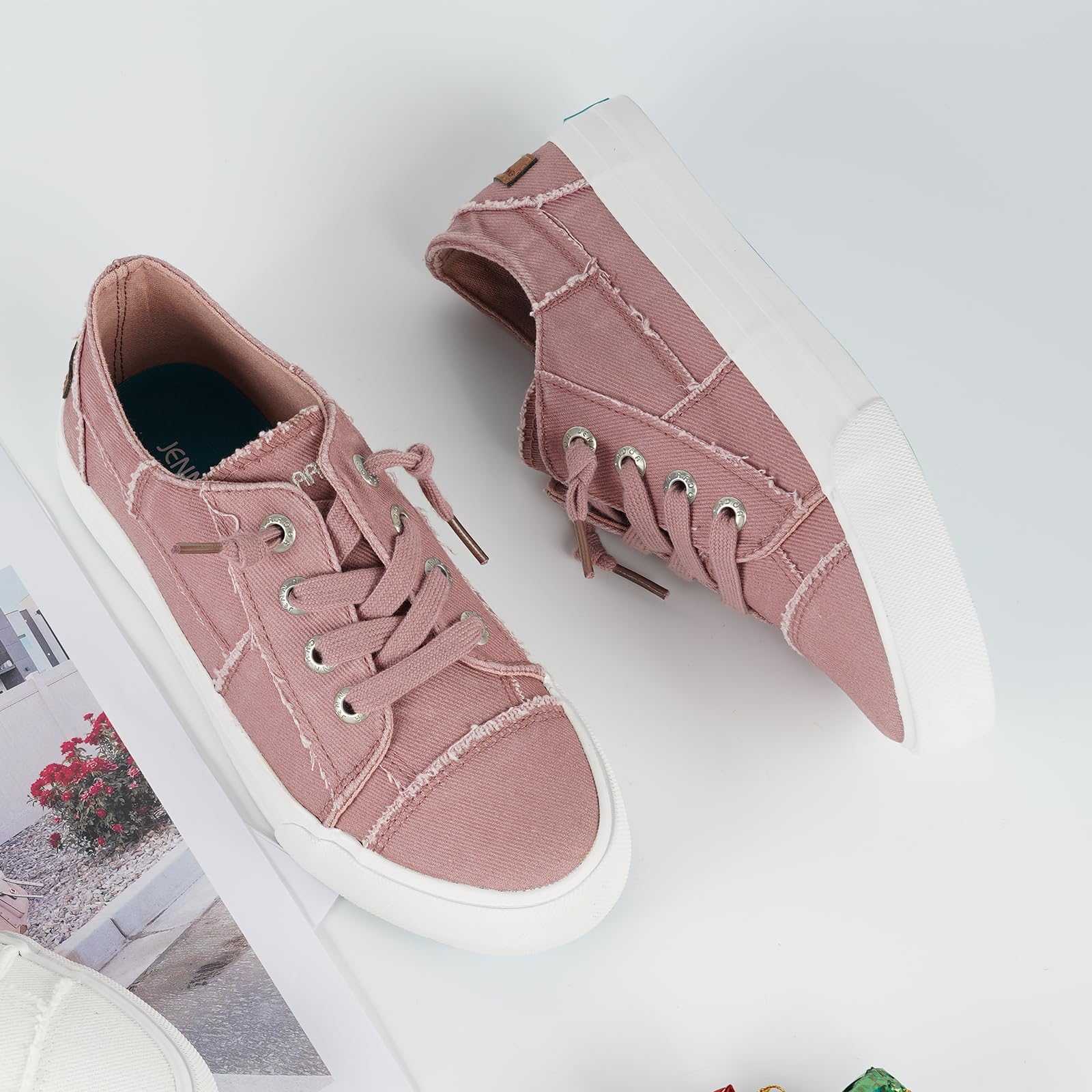 **JENN ARDOR Women's Slip-On Sneakers - Low Top Canvas Loafers for Casual Wear, Tennis & Fashion | Comfortable Walking Shoes for Everyday Use**