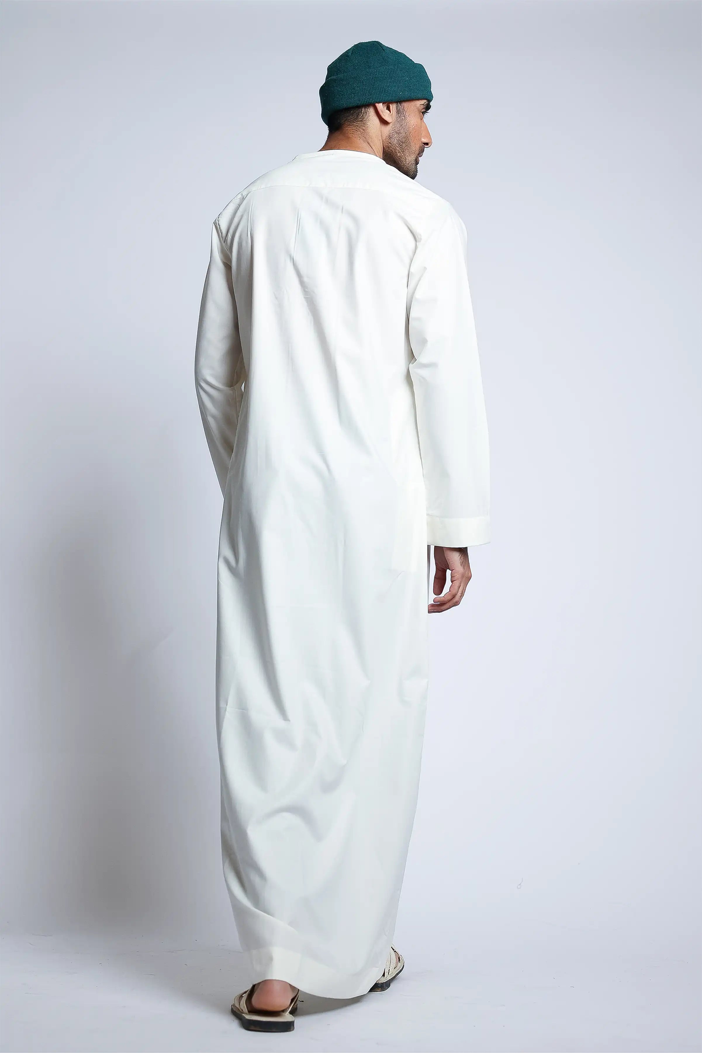 J145 Off White Omani Thobe - Premium Cotton Islamic Dress for Men | Perfect for Eid, Wedding & Special Occasions