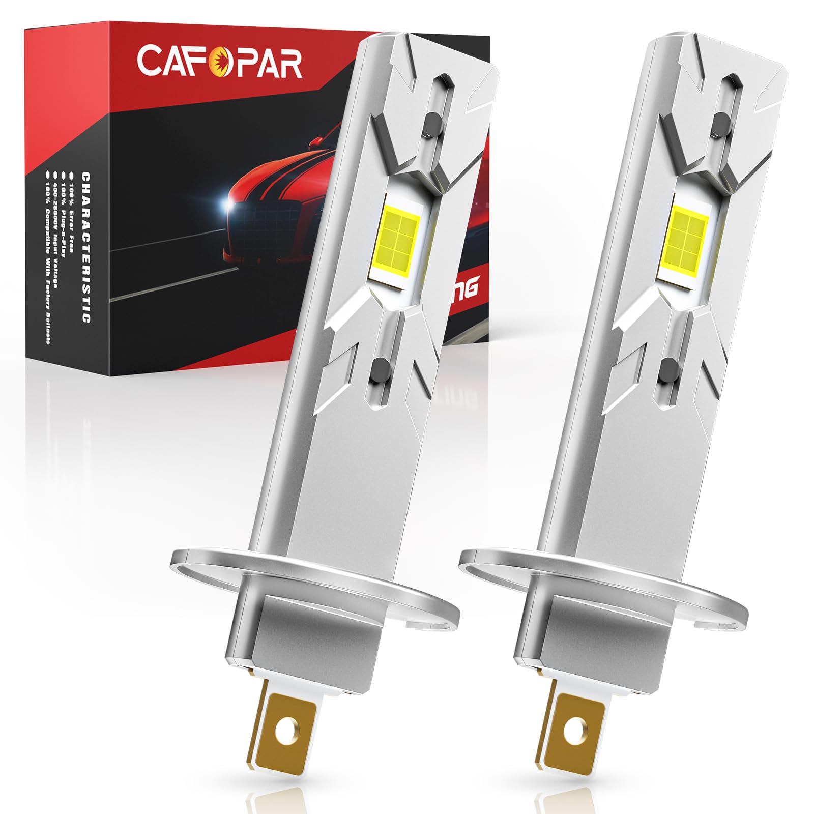 Upgraded H1 LED Bulbs 30000LM 120W +700% Brighter - High/Low Beam 6500K Cool White - Mini Size Plug & Play Non-Polarity Fanless - Perfect for Fog Lights, Headlights & Off-Road Vehicles (Pack of 2)