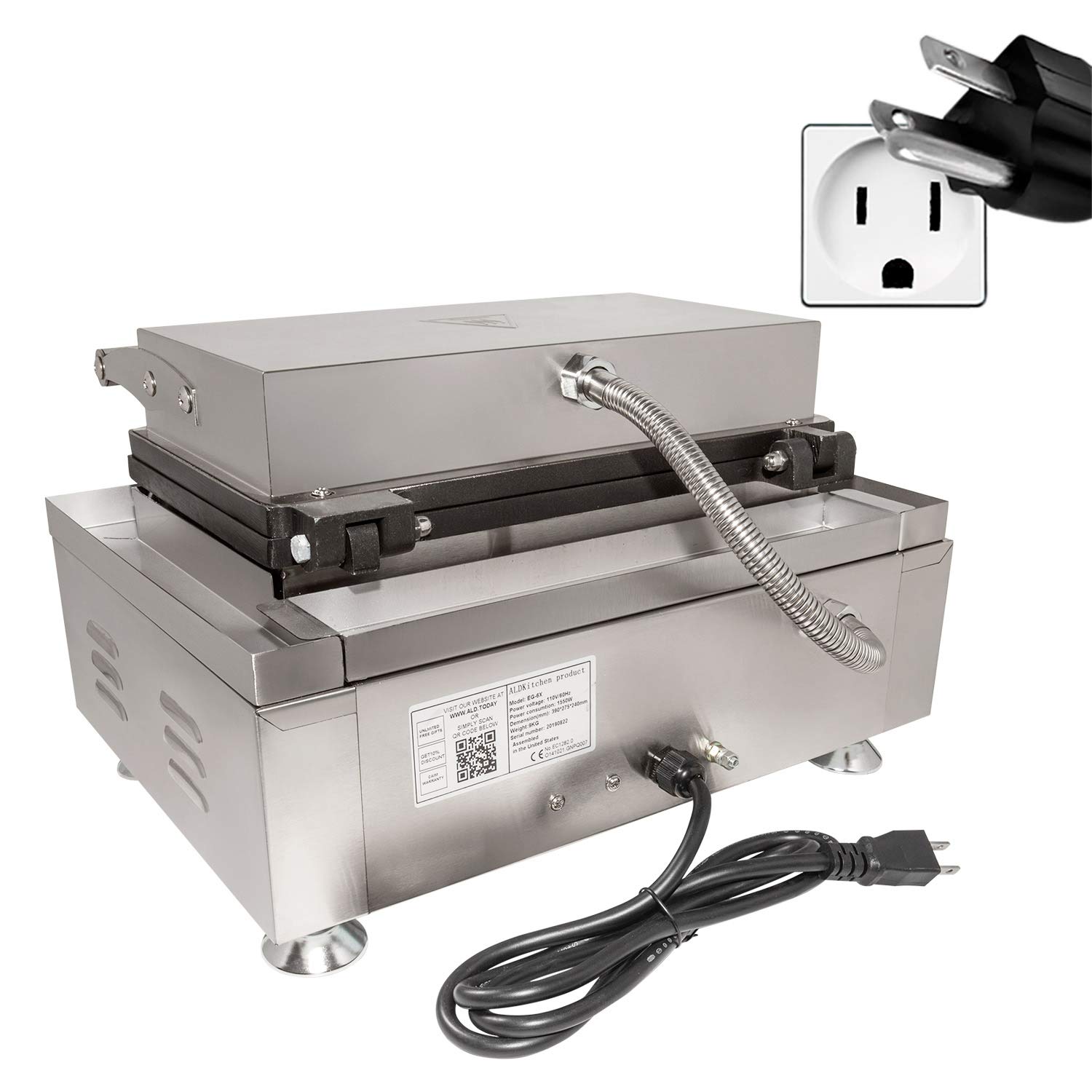 Commercial Corn Dog Waffle Maker - Stainless Steel Hot Dog Waffles on Stick Machine 110V (6 Pcs) | Perfect for Fairs, Food Trucks & Home Breakfast Snacks
