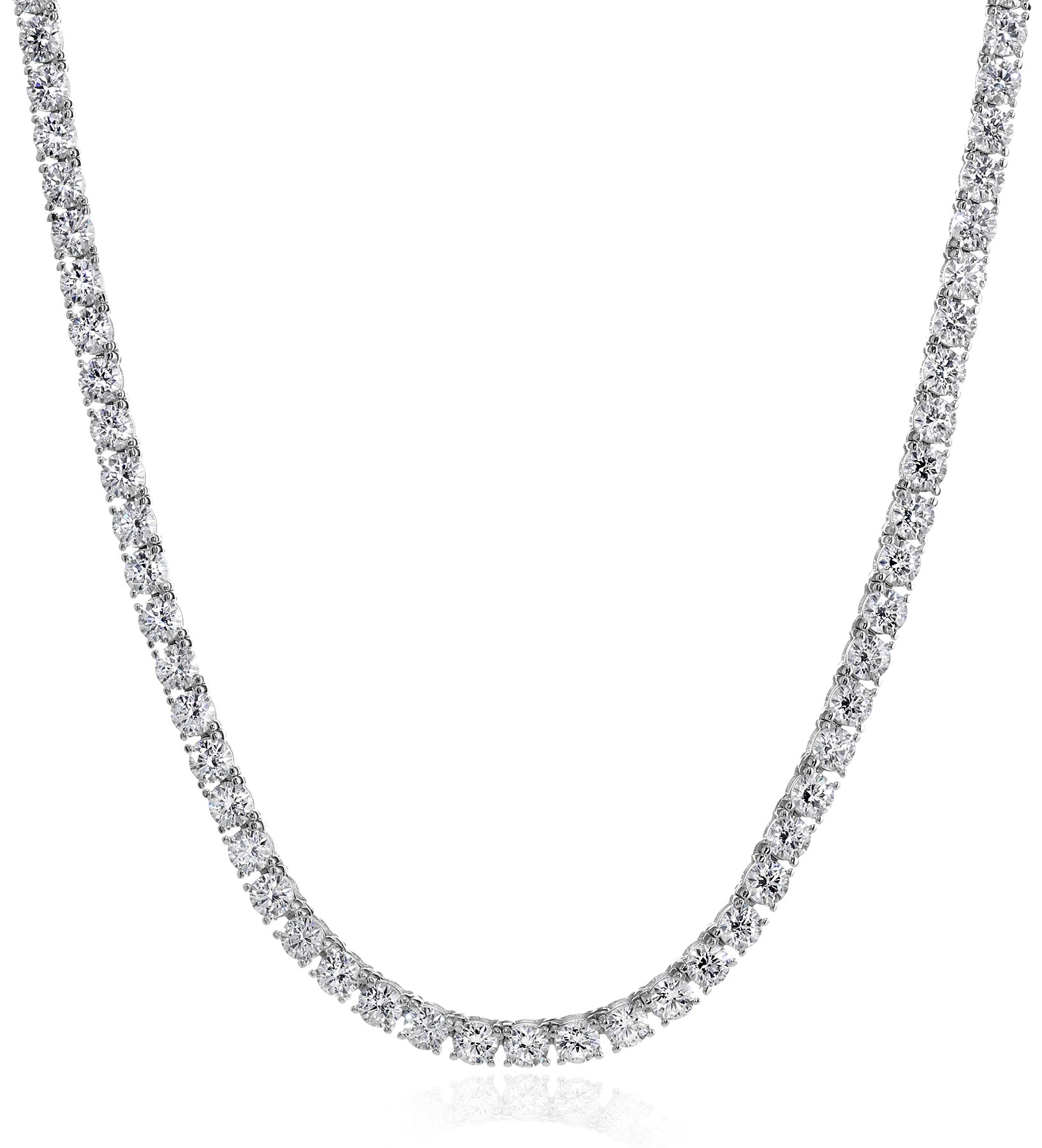 Amazon Essentials Sterling Silver Tennis Necklace with Round Cut Cubic Zirconia - Elegant Everyday Jewelry for Women, Perfect for Parties, Weddings & Special Occasions