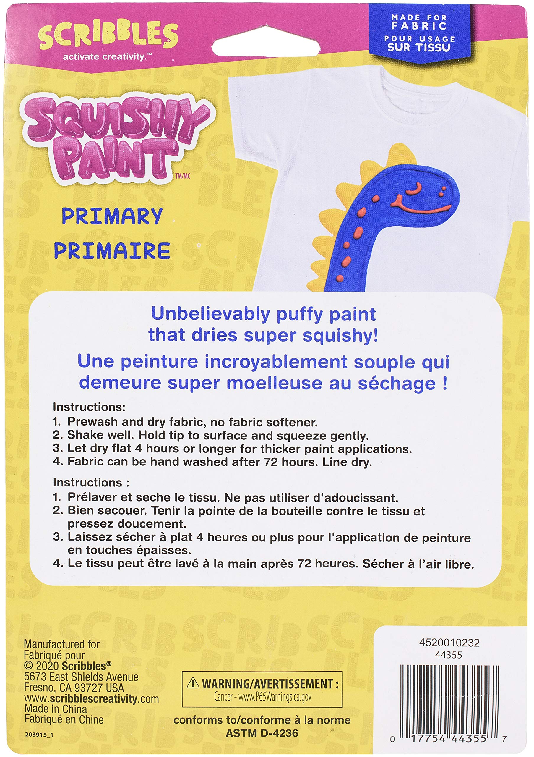 3 Pack Scribbles Super Dimensional Squishy Paint - Primary Colors (Red, Blue, Yellow) for Kids Art Projects, DIY Crafts & Sensory Play