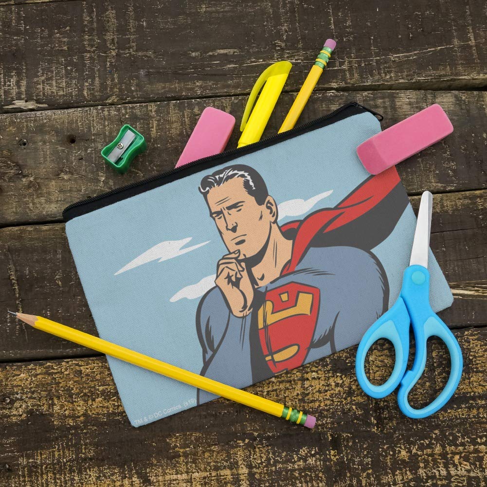 Superman Pencil Case - Zipper Pouch Organizer for School & Office