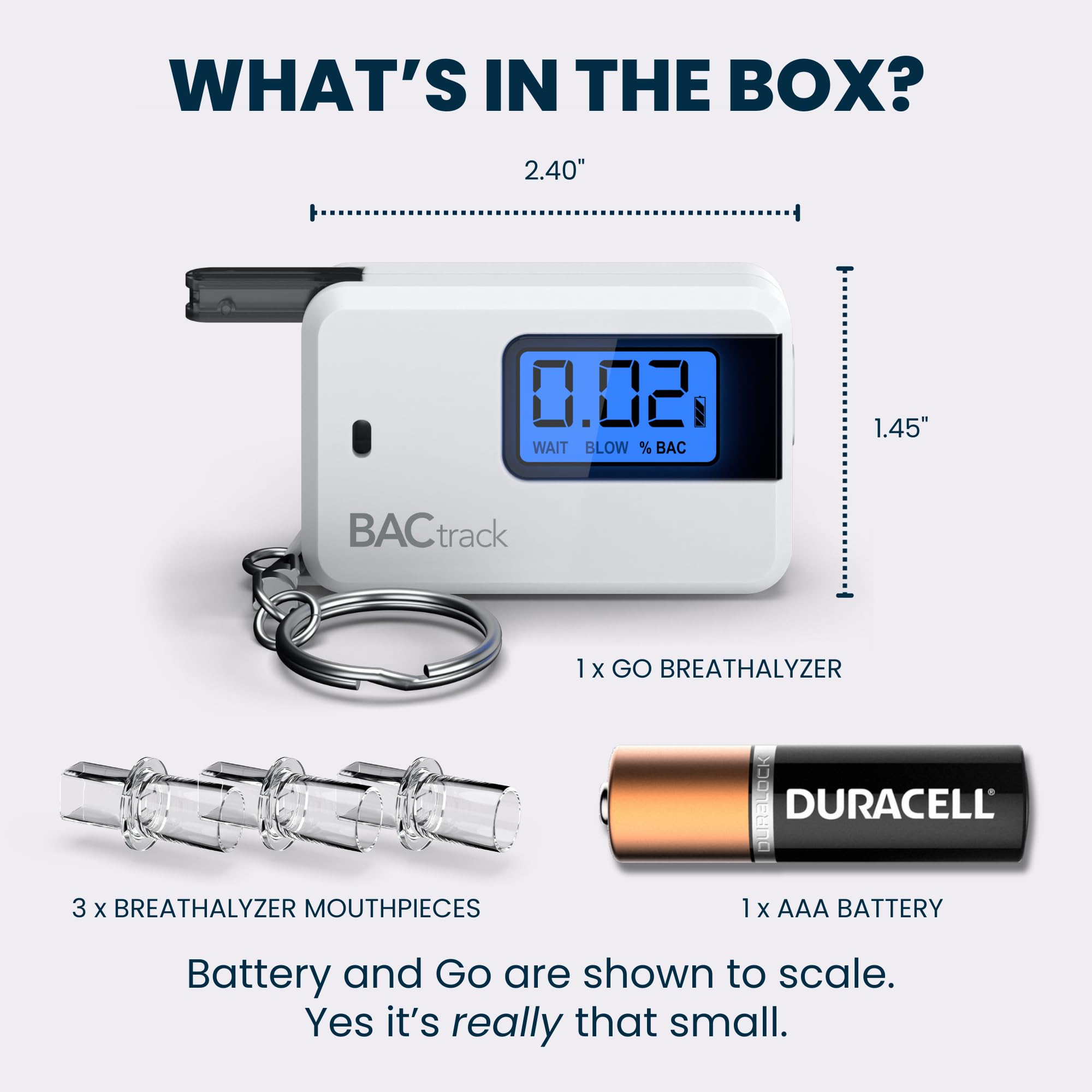 BACtrack Go Keychain Breathalyzer (White) - Ultra-Portable Personal Alcohol Tester with Keyring | Perfect for Parties, Driving Safety & Workplace Testing