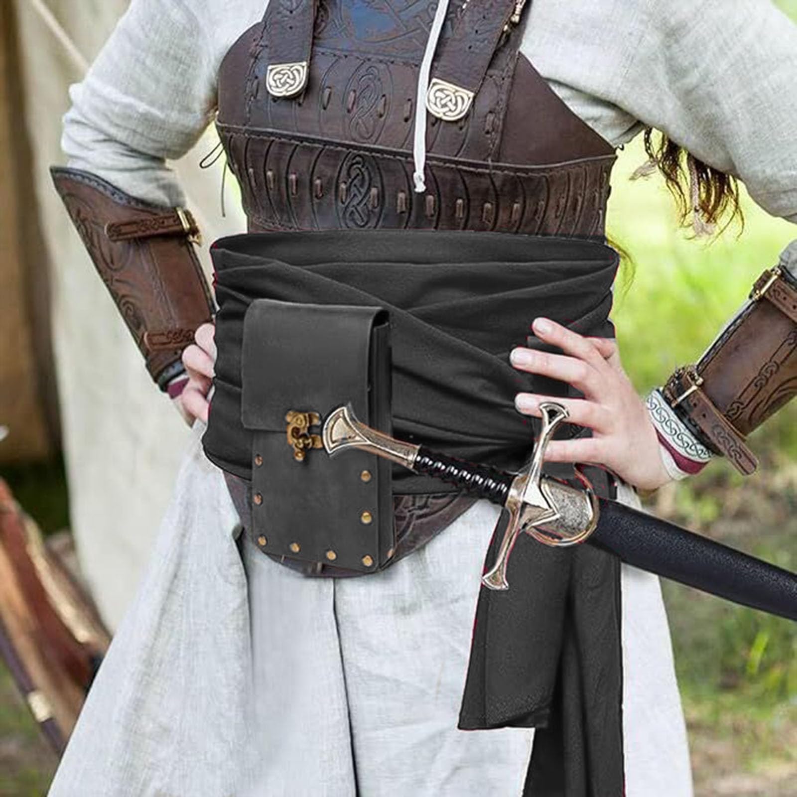 **Medieval Renaissance Belt Pouch & Coin Purse Set – 4pcs Black Waist Bag for Skirt Hiking, Festival Costume, Halloween Accessories & Casual Fanny Pack – Perfect for LARP, Cosplay & Outdoor Adventures**