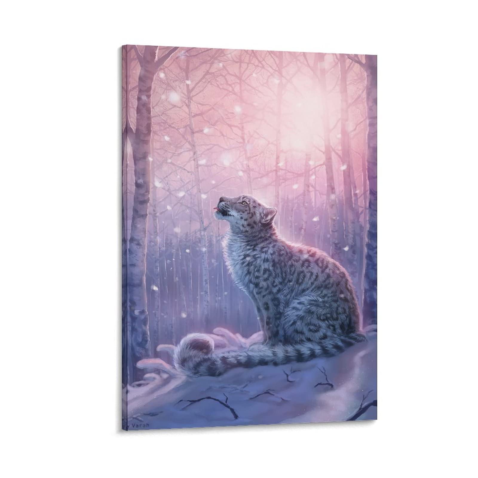 Snow Leopard Winter Forest Landscape Art Poster - 24x36 Inch (60x90cm) Premium Wall Decor for Bedroom, Living Room & Office - Perfect for Home Decoration, Gift & Interior Design