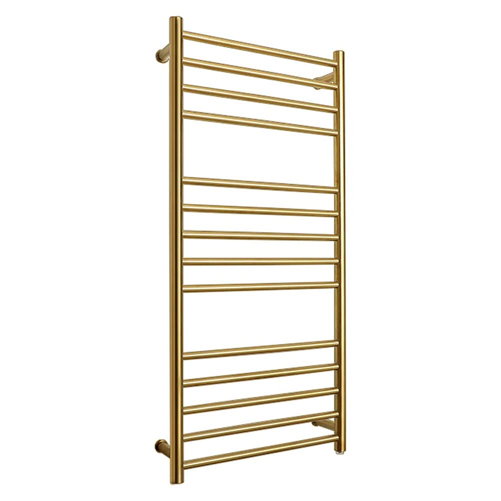BILLY'S HOME 14-Bar Electric Wall-Mounted Towel Warmer - 304 Stainless Steel Gold Heated Towel Rack (43.3×20.5×4.9 inches) for Bathroom Spa & Luxury Home - Hardwired Installation for Fast Drying & Warm Towels
