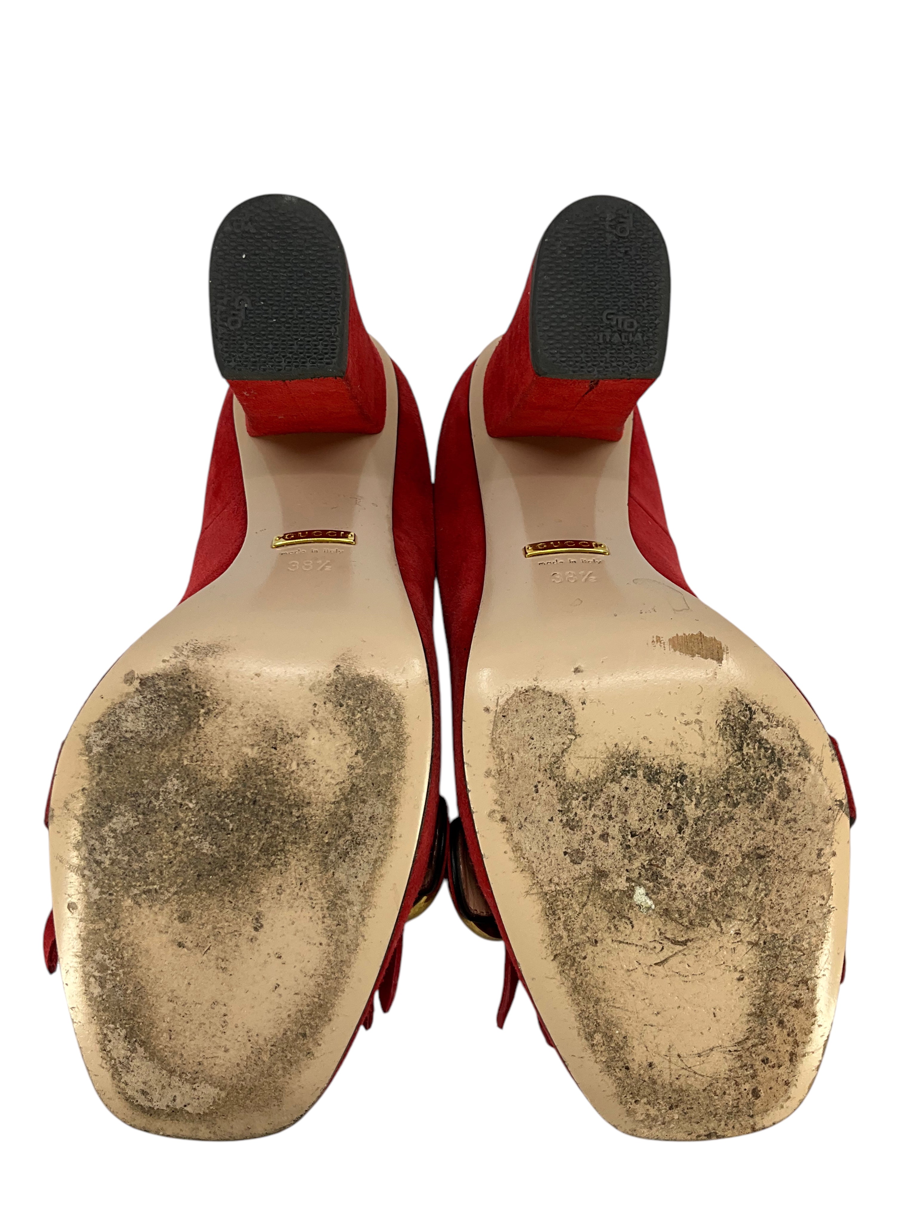 Gucci Marmont GG Suede Block Heel Pumps Women's Size 8.5 | Luxury Designer Shoes for Office, Party & Special Occasions
