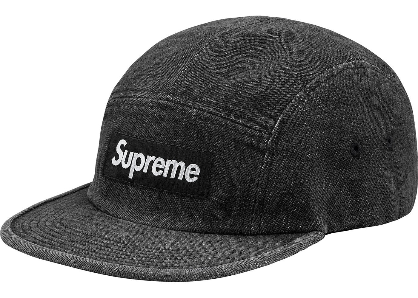 Supreme Denim Camp Cap - Black Adjustable Dad Hat for Men & Women | Streetwear Fashion, Urban Style, Casual Wear for Daily Outfits & Outdoor Activities