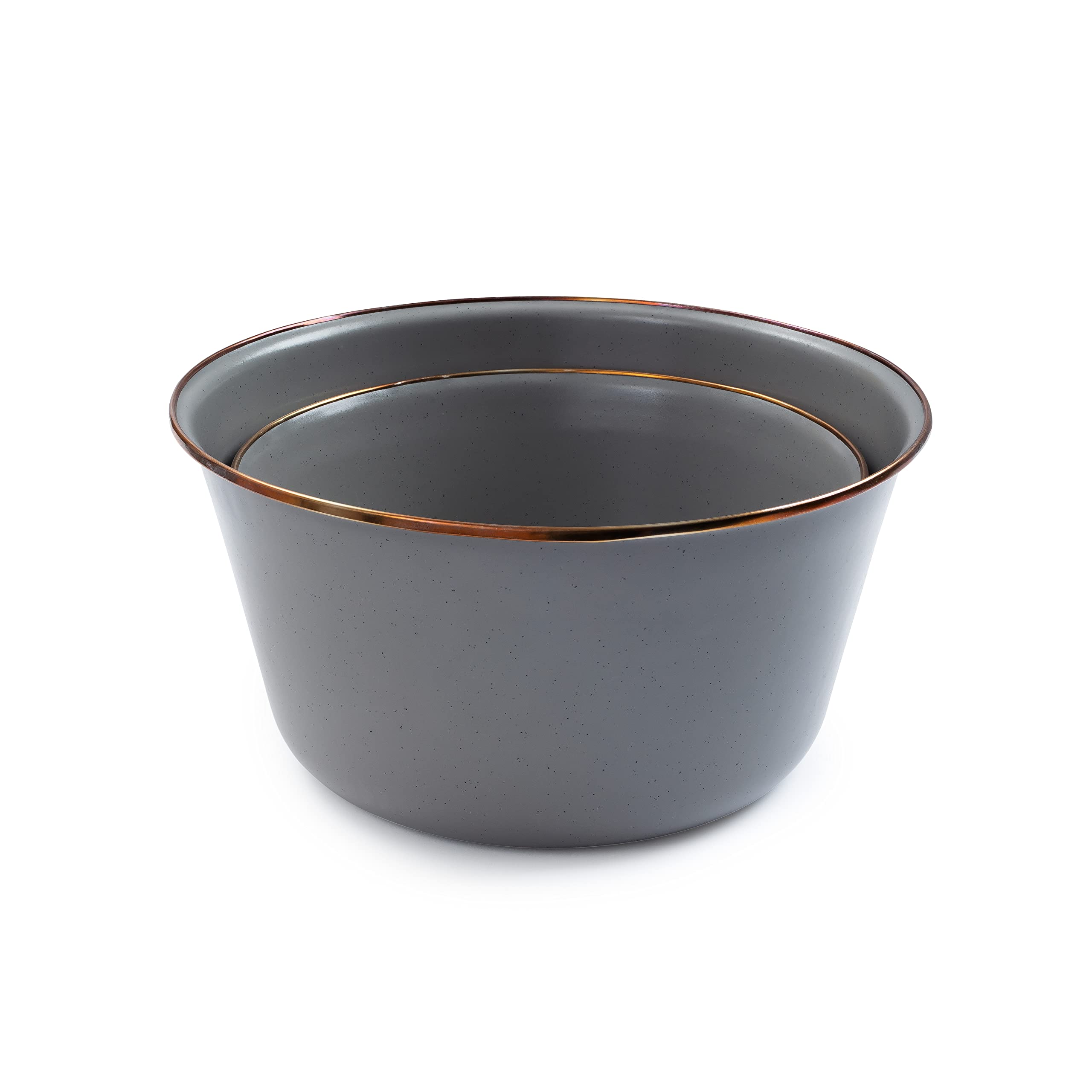 Barebones Enamel Mixing Bowl Set - 3-Piece Stainless Steel Mixing Bowls for Baking, Salad, Serving & Camping - Durable Kitchen & Outdoor Dishes (Slate Gray) - Perfect for Home Cooking, Picnics & Camping Trips