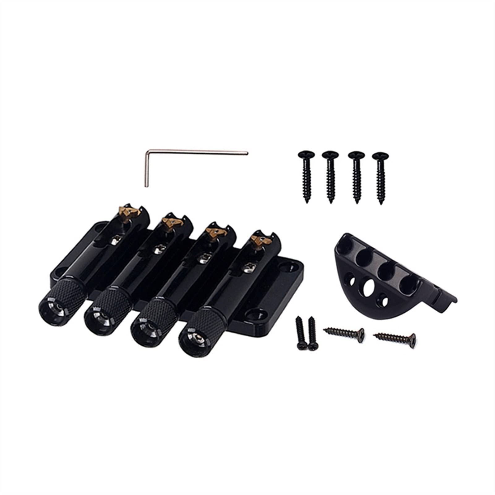 4 String Bass Guitar Bridge - Headless Tailpiece with String Locks & Screws for Electric Bass Guitars | Perfect for Professional Musicians & Studio Recording