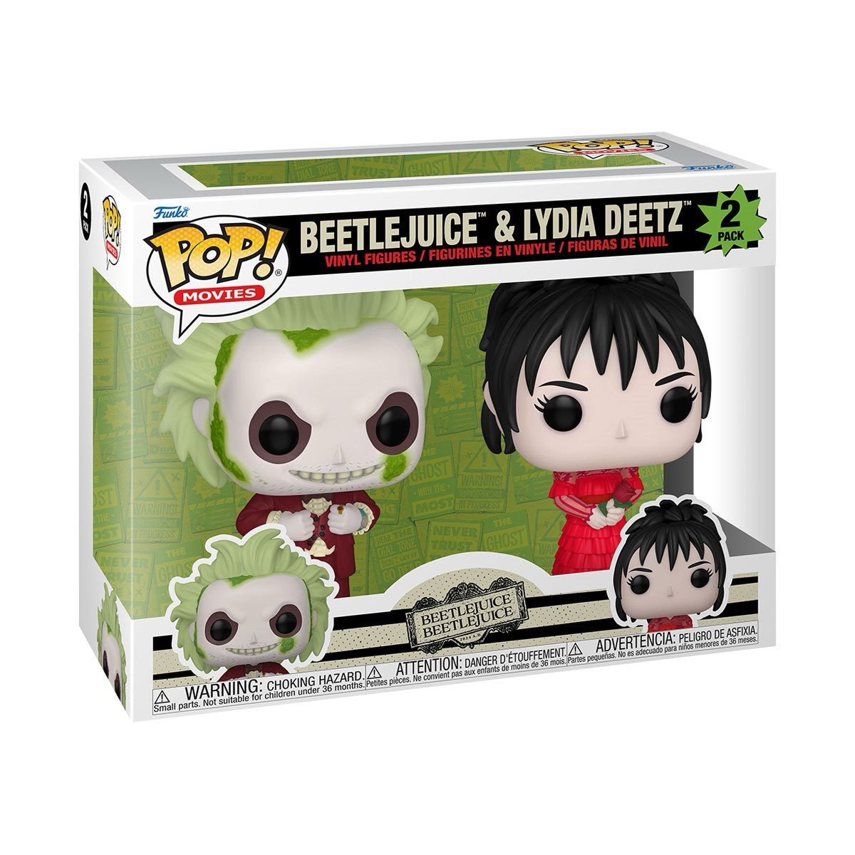 Beetlejuice 2 Beetlejuice & Lydia Deetz Funko Pop! Vinyl Figures 2-Pack Set - Perfect for Movie Fans, Collectors, and Gift Giving