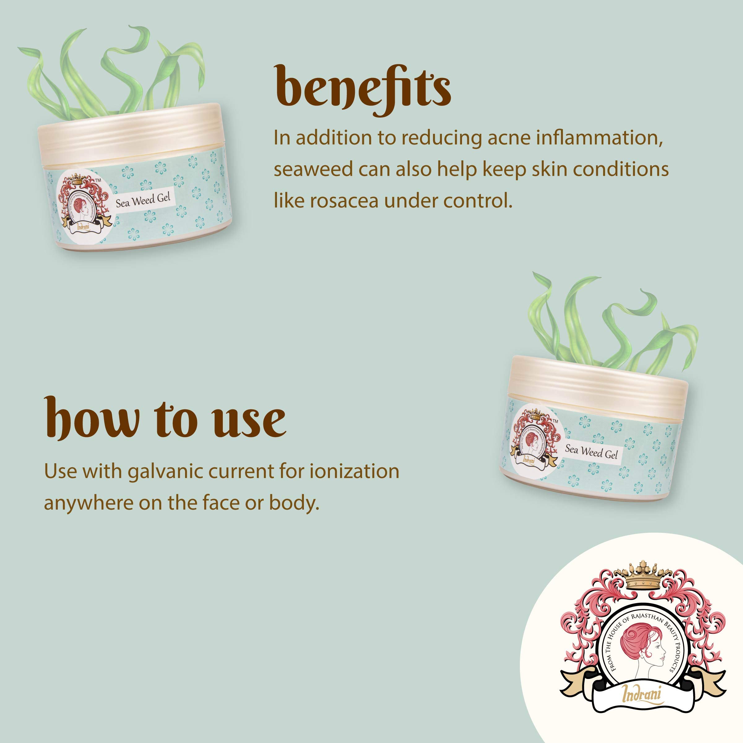 Indrani Cosmetics Organic Seaweed Powder 50g - Skin Care & Detox for Face & Body - Perfect for DIY Masks, Scrubs, and Spa Treatments