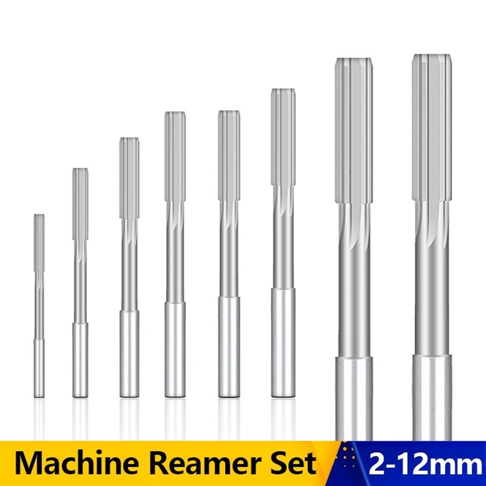 14pcs 2-9mm Straight Shank H7 HSS Machine Reamer Set - Precision Cutting Tools for Milling, Drilling & Metalworking - Ideal for DIY, Automotive & Industrial Applications