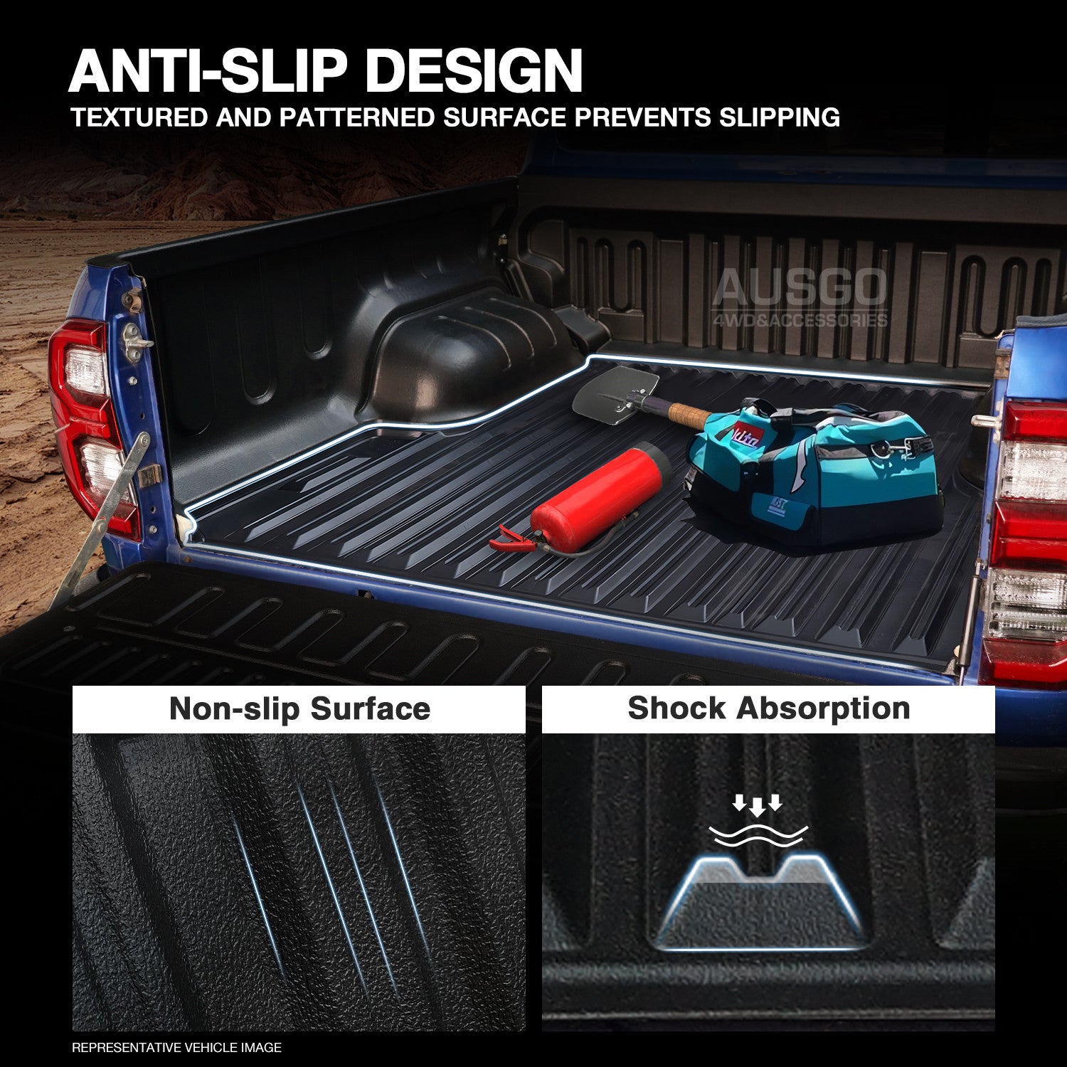 Premium 3D TPE Ute Mats for Ford Ranger Dual Cab (2011-2022) - Custom Fit with Factory Plastic Tub Liner | All-Weather Protection, Anti-Slip & Easy to Clean | Perfect for Off-Roading, Camping & Work Sites