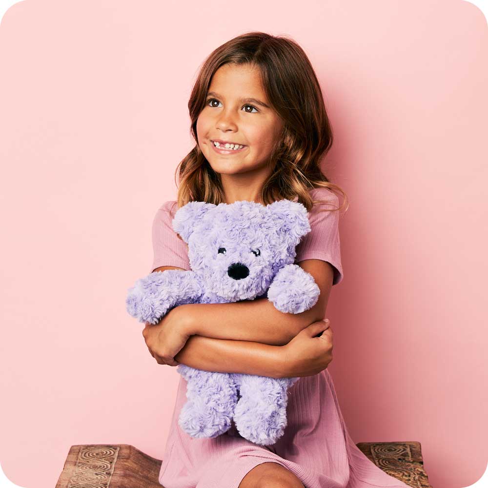 Purple Curly Bear Warmies - Soft & Cozy Microwaveable Plush Toy for Kids & Adults | Perfect for Relaxation, Stress Relief & Sleep Aid | Great Gift for Christmas & Birthdays