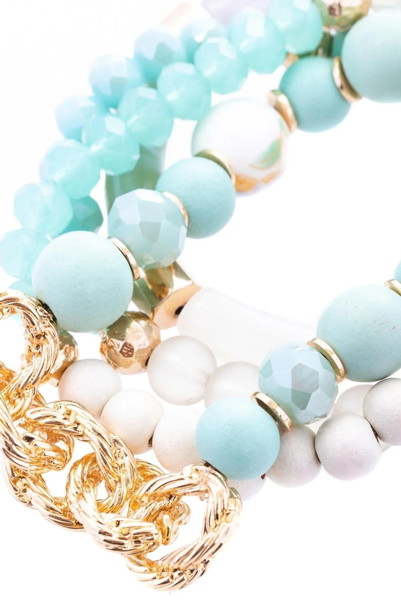 Beaded Wood Chain Link Bracelet Set for Women - Natural Wooden Bead Bracelets with Adjustable Chain - Boho Chic Jewelry for Casual Wear, Parties & Gifts