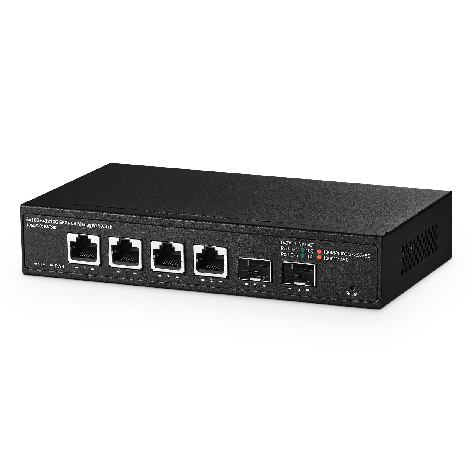 Binardat 6-Port 10G Managed Network Switch - 4x10G RJ45 + 2x10G SFP+ Ports - 1G/2.5G/5G/10G Multi-Gigabit Support - 120Gbps Bandwidth - L3 Web Managed Metal Switch for Small Business & Home Office Networking