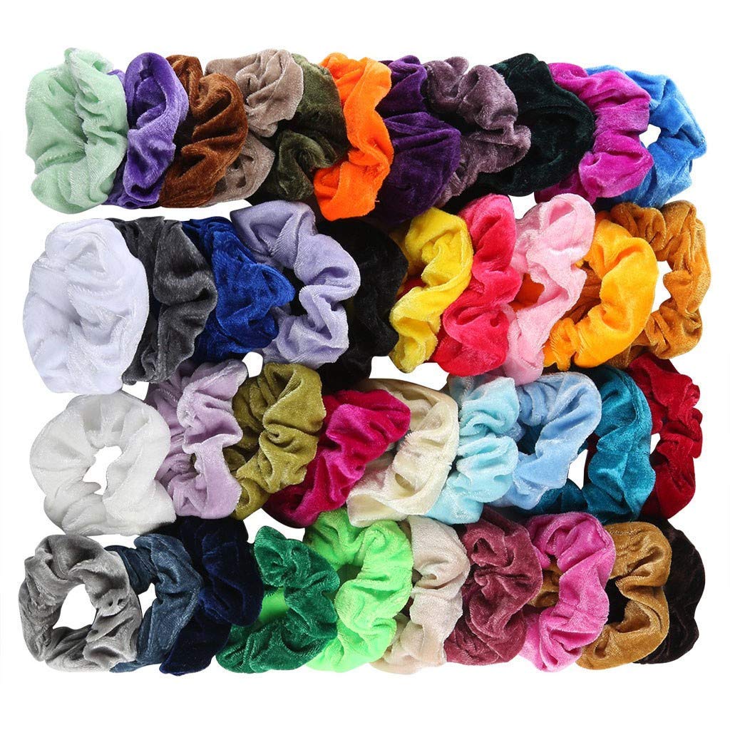 Shidara 24-Piece Velvet Hair Scrunchies Set - Soft Elastic Hair Ties for Women & Girls - Hair Bands & Ropes for Ponytails, Buns & Braids - Perfect for School, Work, Gym & Everyday Styling