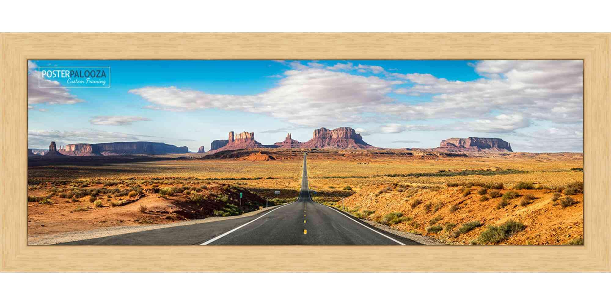 18x48 Natural Modern Minimalist Wood Picture Frame - Solid Wood Panoramic Poster Frame with UV Acrylic, Foam Backing & Hanging Hardware - Perfect for Living Room, Office & Gallery Wall Decor