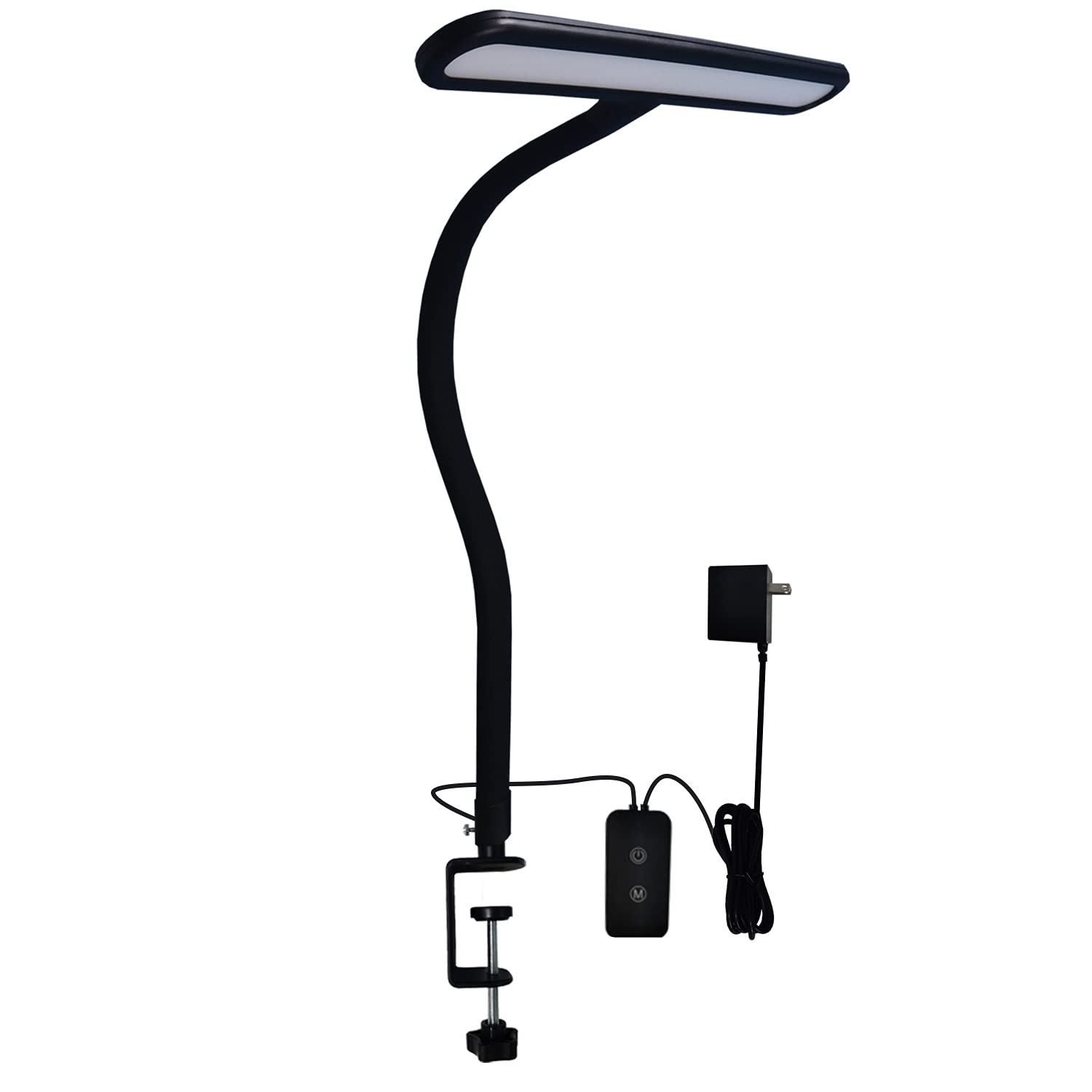 QISEMDUM LED Architect Desk Lamp with Big Clamp - Adjustable Gooseneck Task Light with Touch Switch & Memory Function - Perfect for Office, Studio, Reading, Drafting & Computer Work (Black)