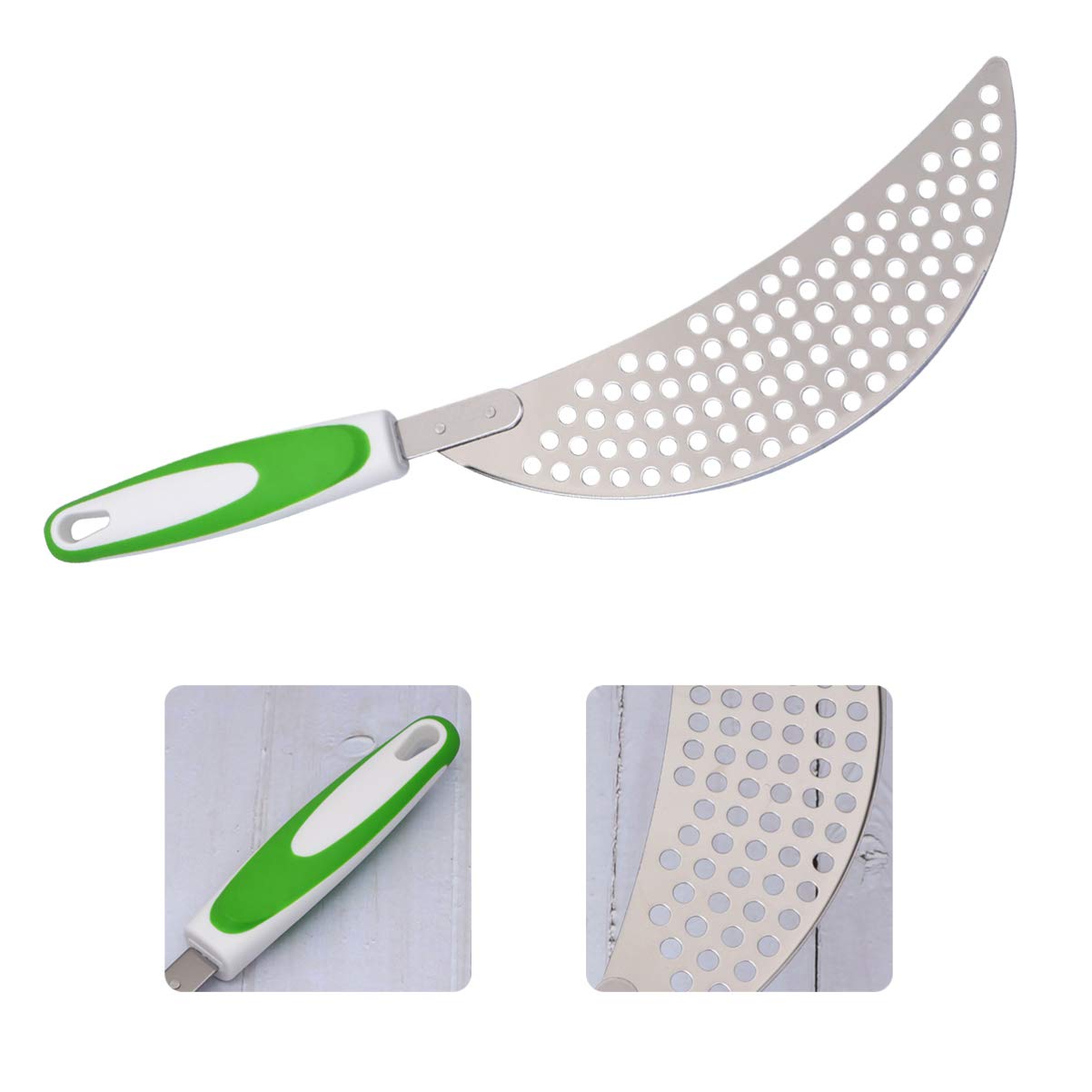 Stainless Steel Vegetable & Pasta Strainer with Handle - Over Sink Draining Kitchen Tool for Cooking, Salad Prep & Dishwashing | Cabilock Green Pot Strainer