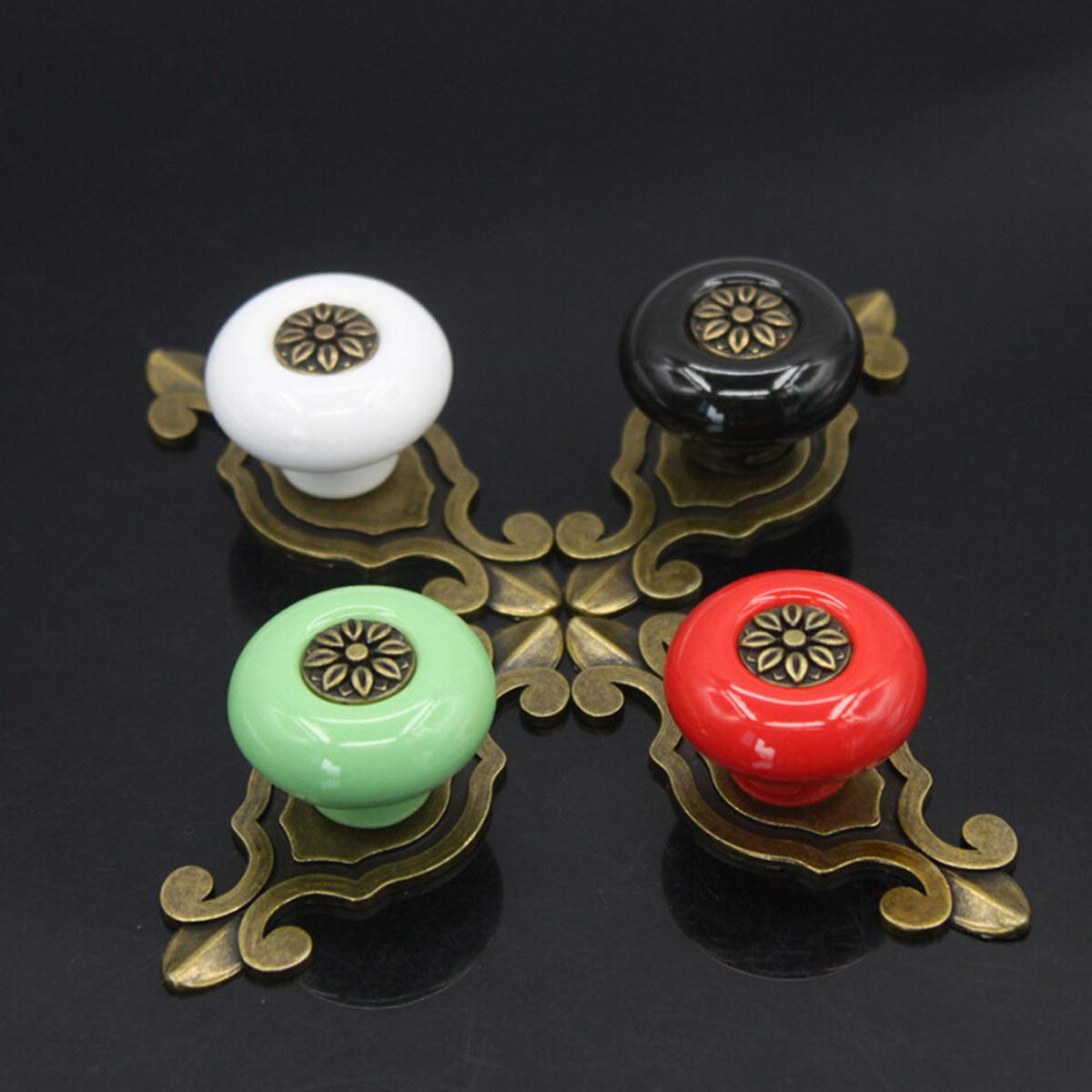 Vintage Ceramic Knobs 10 Pack - Retro Dresser & Cabinet Pulls for Kitchen Wardrobe