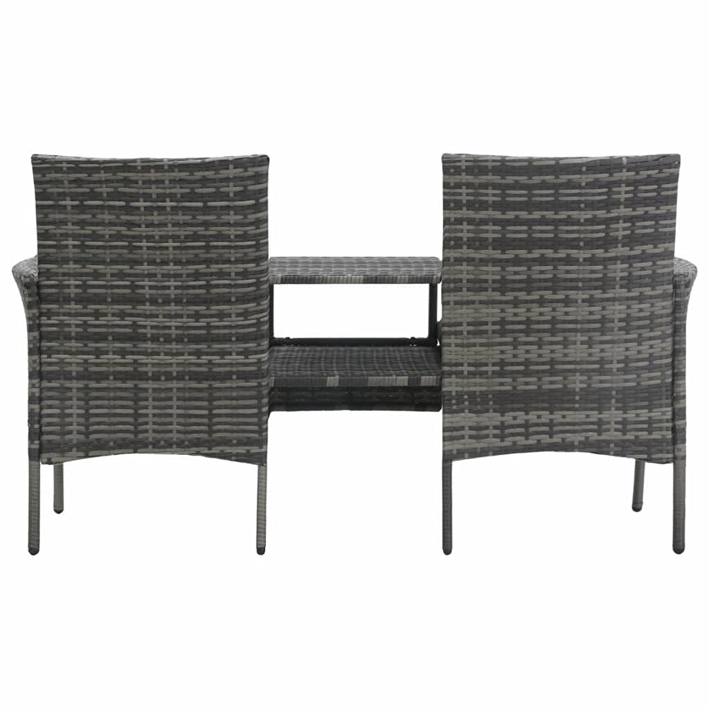 Modern 2-Seater Outdoor Patio Furniture Set with Tea Table - Poly Rattan Anthracite Conversation Sofa for Home, Garden, Lawn & Balcony - Perfect for Relaxing, Entertaining & Outdoor Dining
