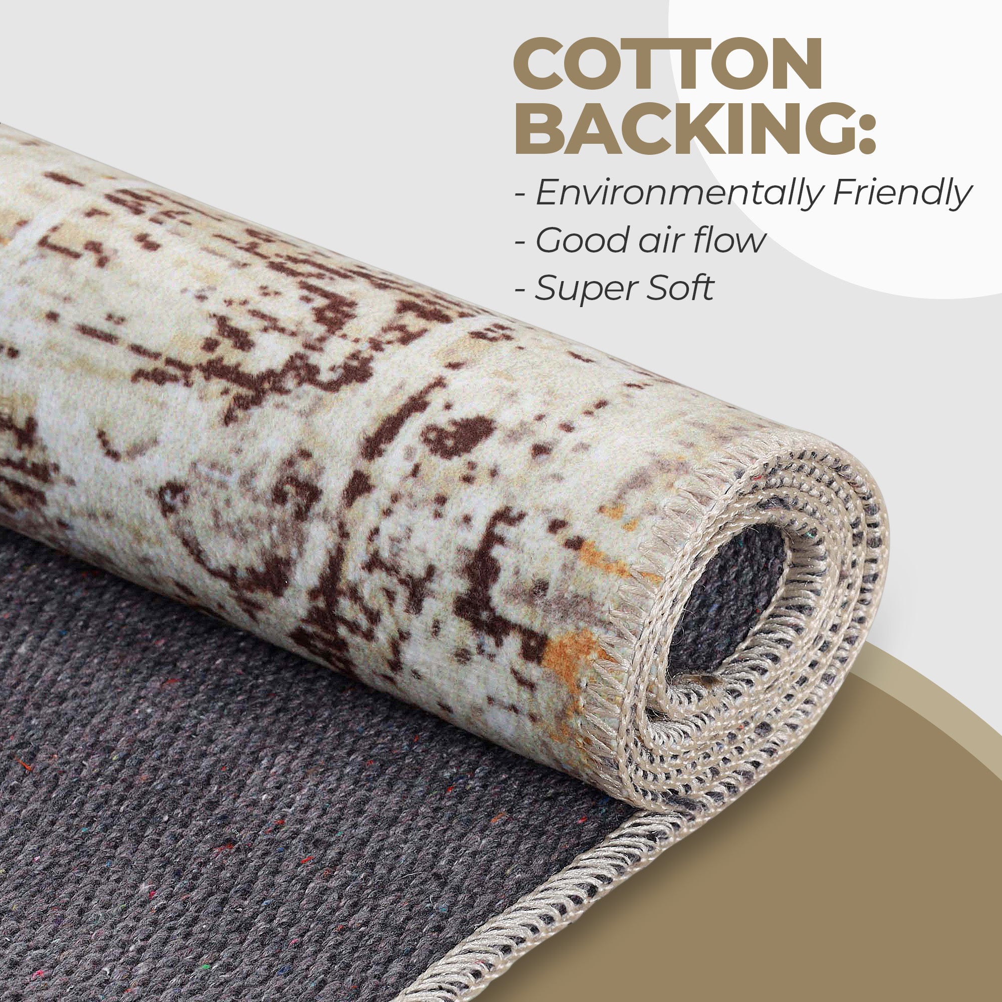 Dove Rustic Machine Washable Indoor Area Rug - Soft Non-Slip Living Room Carpet, Bedroom Runner Rug for Home Decor (5x8 ft, Beige) | Perfect for Cozy Spaces, Entryways & High Traffic Areas