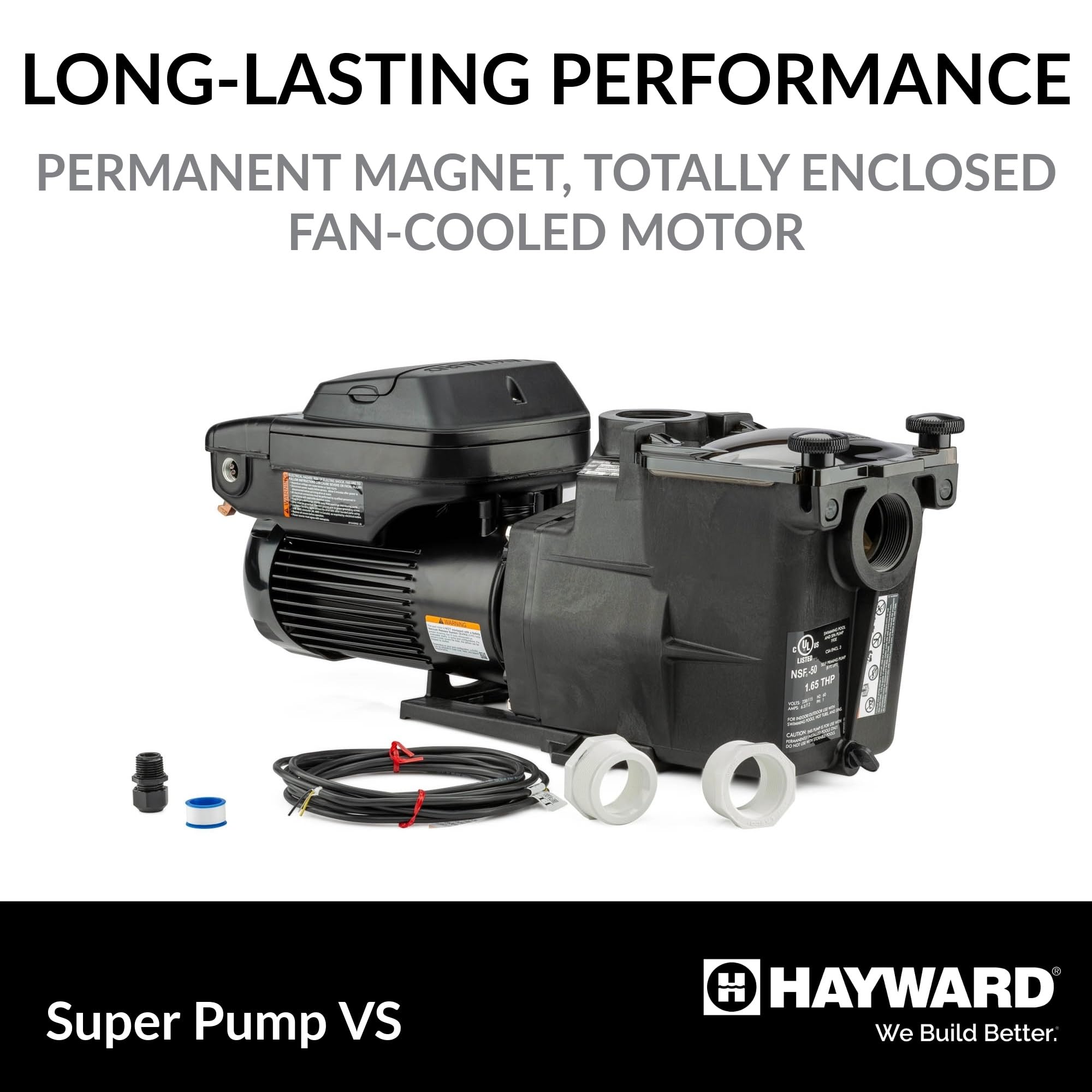 Hayward W3SP2603VSP Super Pump VS Variable-Speed Pool Pump 1.65 HP - Energy Efficient In-Ground Pool Pump for Crystal Clear Water | Perfect for Backyard Swimming Pools, Spa Maintenance & Water Circulation
