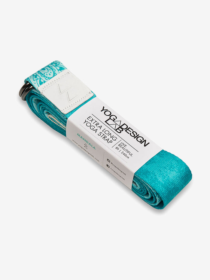 Yoga Design Lab Premium Yoga Strap with Mandala Pattern in Turquoise - Ideal for Yoga, Pilates, Stretching & Fitness Training