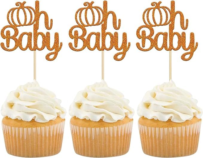 Confect Glitter Cupcake & Cake Toppers - Oh Baby Thanksgiving Cake Decorations (1Pc) | Perfect for Baby Showers, Birthday Parties & Holiday Desserts