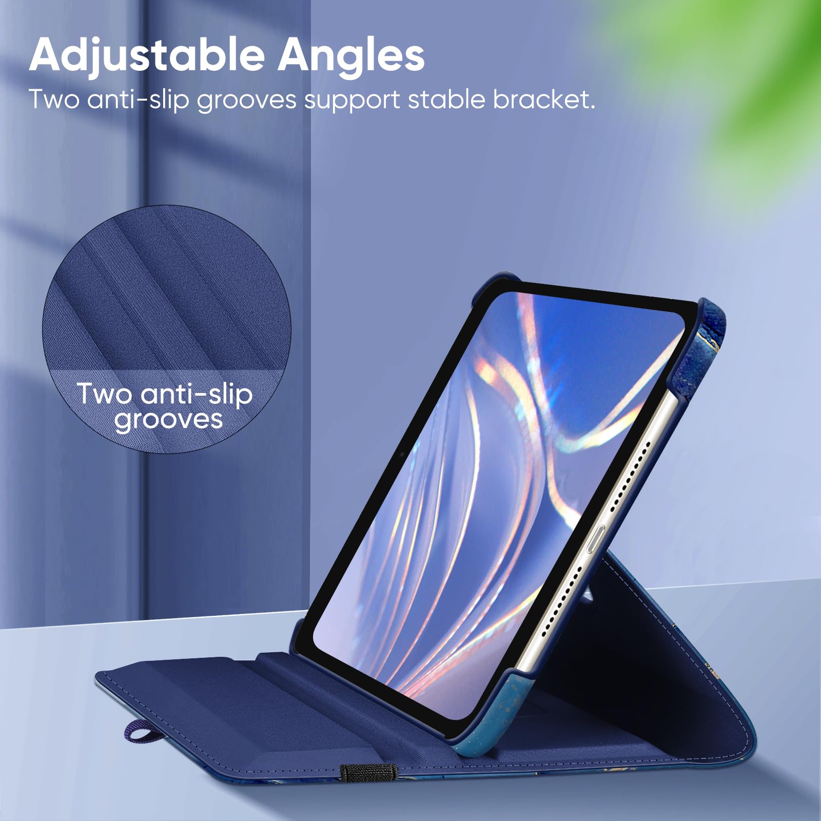 Fintie 360° Rotating Stand Case for iPad Mini 7 (2024, A17 Pro) & iPad Mini 6 (8.3 Inch) - Protective Cover with Auto Wake/Sleep | Ocean Marble Design | Perfect for Work, Travel & Home Entertainment