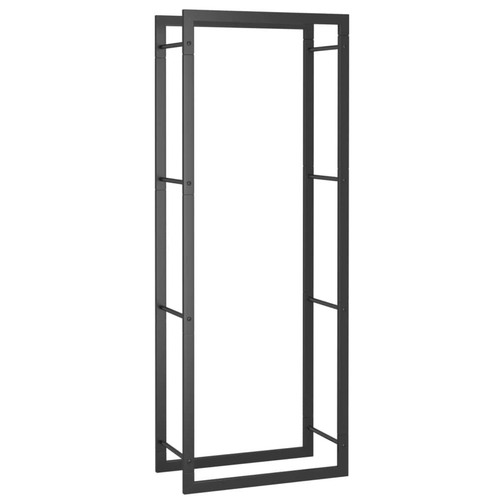 vidaXL Firewood Rack Log Stand - Heavy Duty Steel Wood Storage Holder for Indoor/Outdoor Use - 50 x 28 x 132 cm Matt Black - Perfect for Fireplace, Patio, and Backyard Wood Stacking