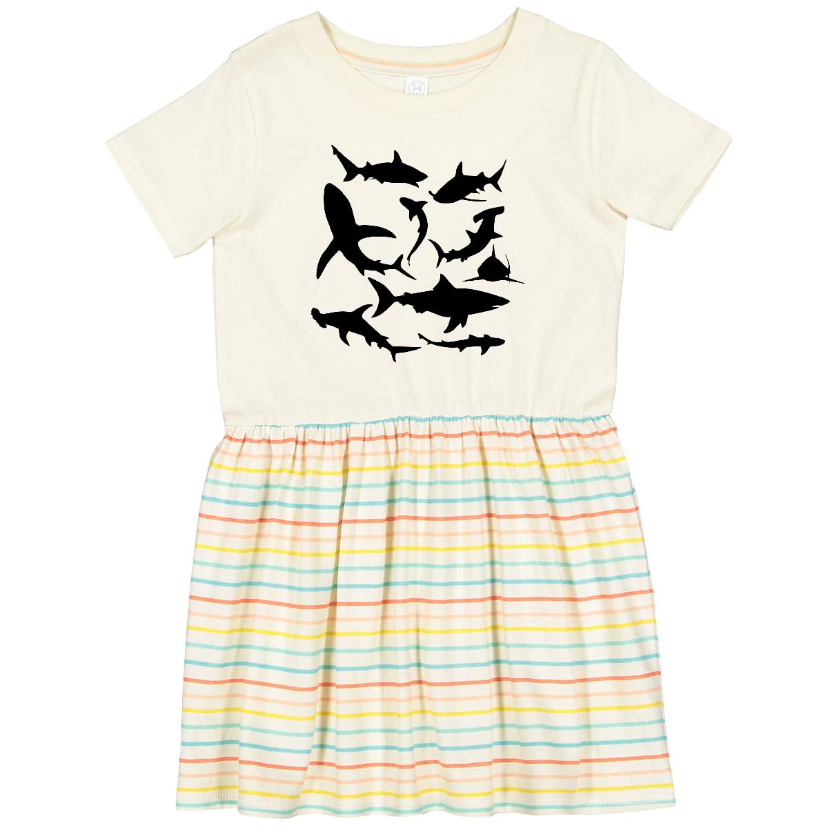 Inktastic School of Sharks Toddler Dress - Cute Baby Shark Print Dress for Girls, Soft Cotton Kids Outfit for Playdates, Daycare & Beach Vacations