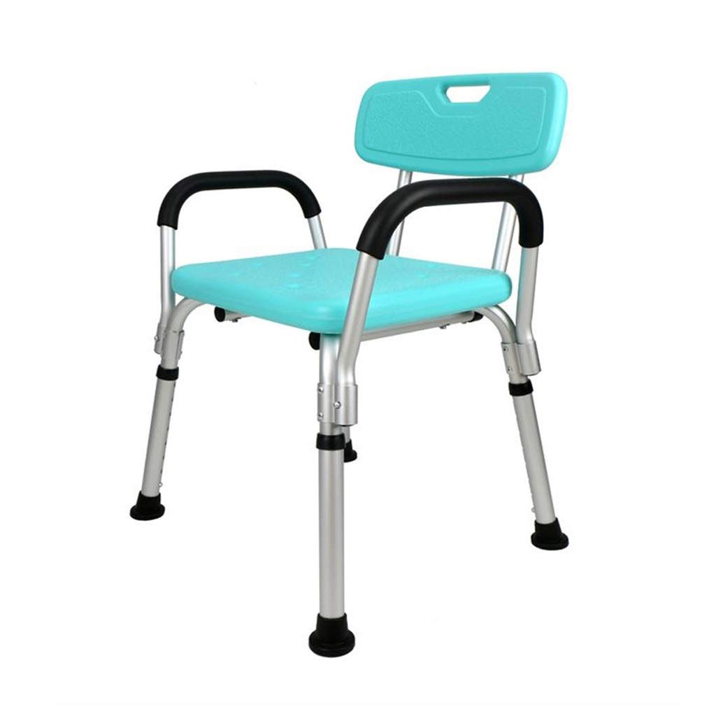 Detachable Handrail Maternity & Elderly Bath Stool - Non-Slip Plastic Shower Chair with Back Support for Adults (Green, 40x33x71-89cm) - Ideal for Pregnancy, Senior Safety & Accessible Bathing
