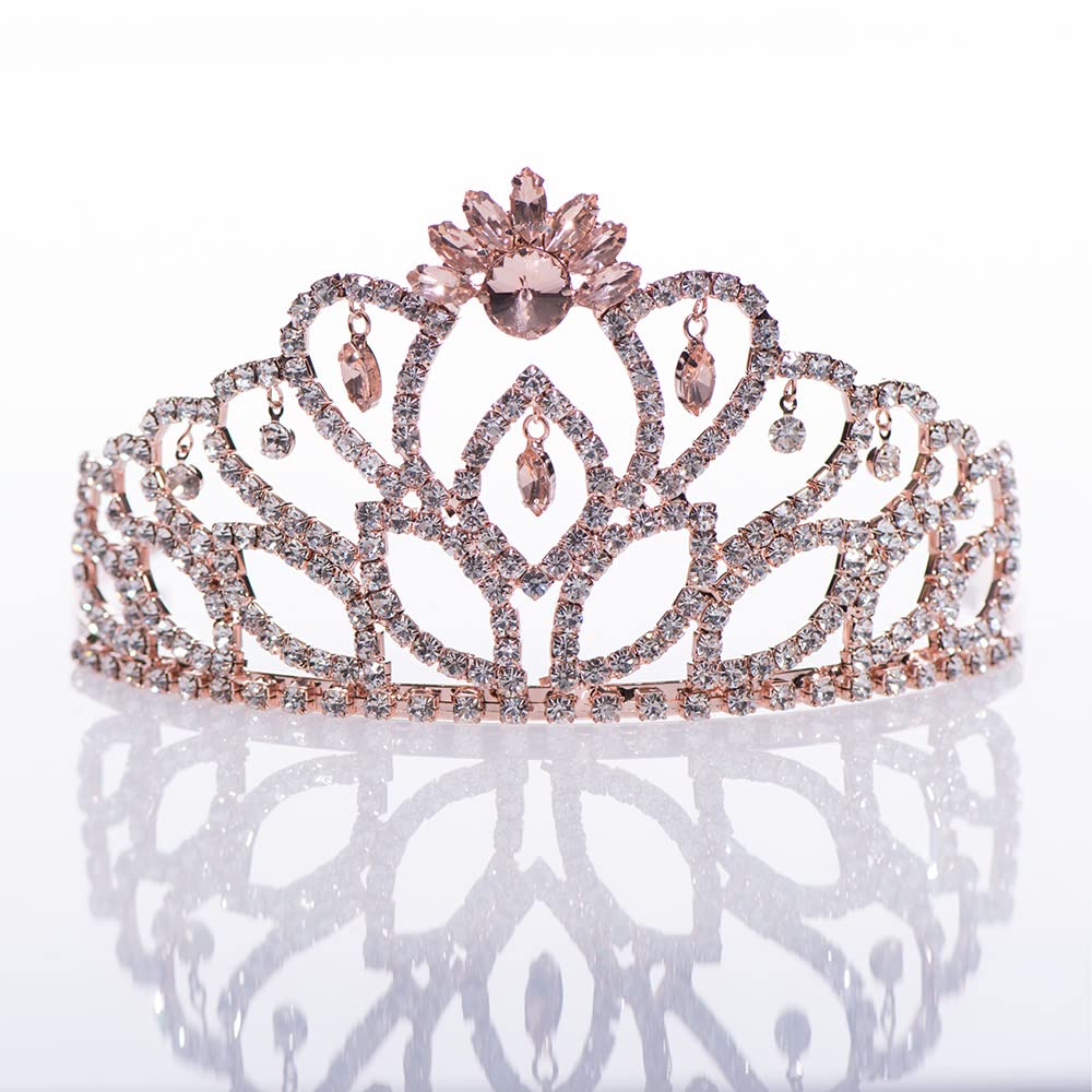 Rose Gold Cassandra Queen & Princess Tiara Set for Women & Girls - Prom, Homecoming, Coronation Crown - Perfect for Weddings, Pageants, Birthday Parties & Special Occasions