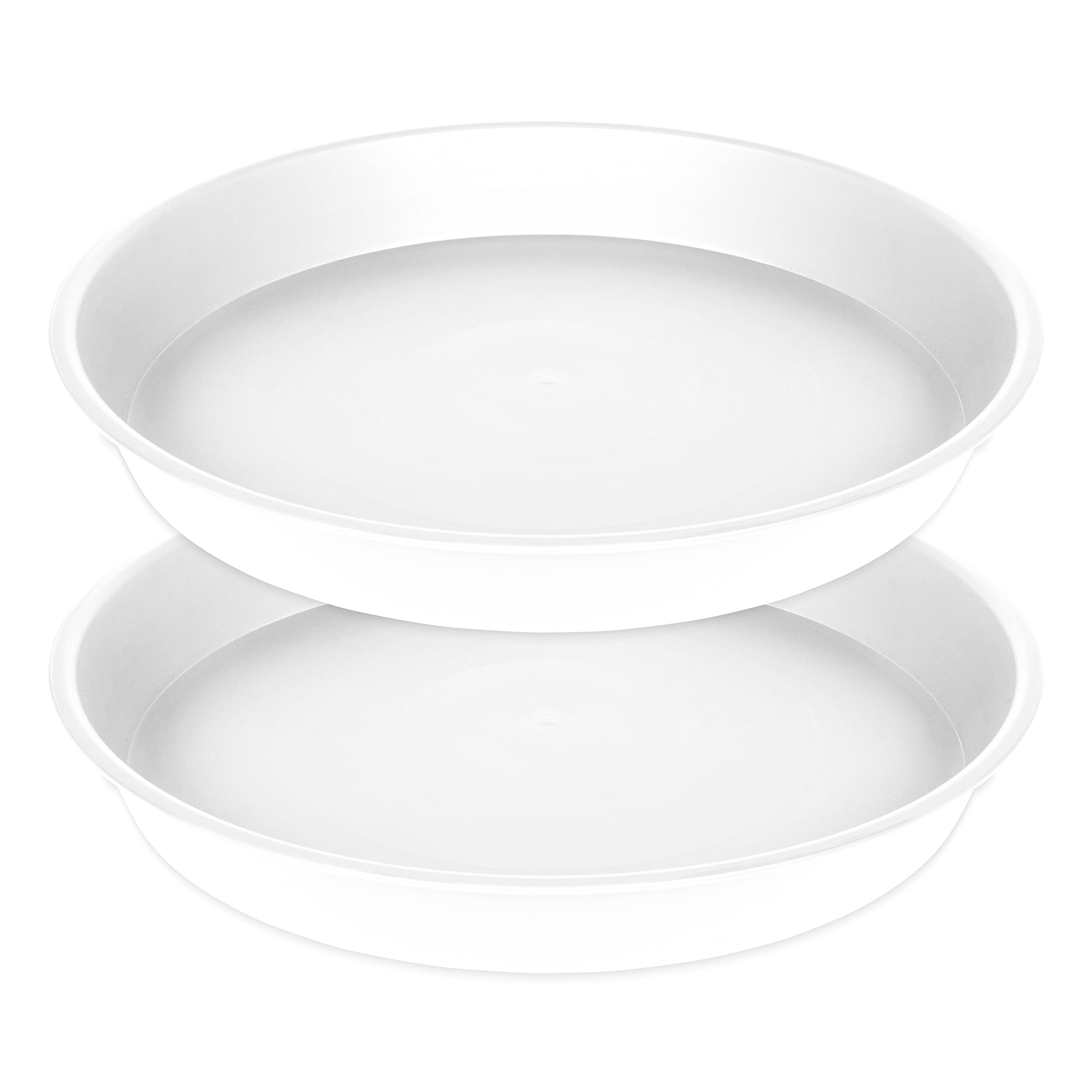 17 Inch Plant Saucers (2 Pack) - Round Plastic Flower Pot Trays for Indoor Plants, Fits 8-10 Inch Planters - Creamy White | Perfect for Home Decor, Balcony Gardens & Plant Drainage Protection